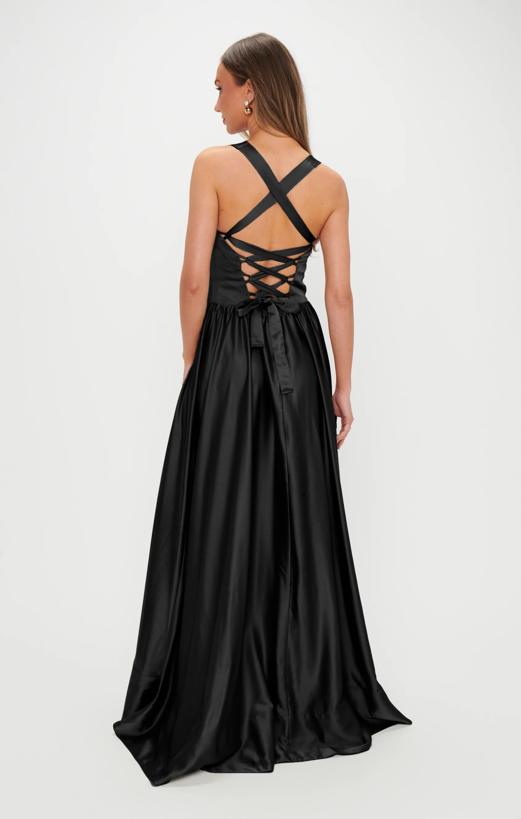 Abigail Maxi Dress ~ Black Luxe Satin - Image 3