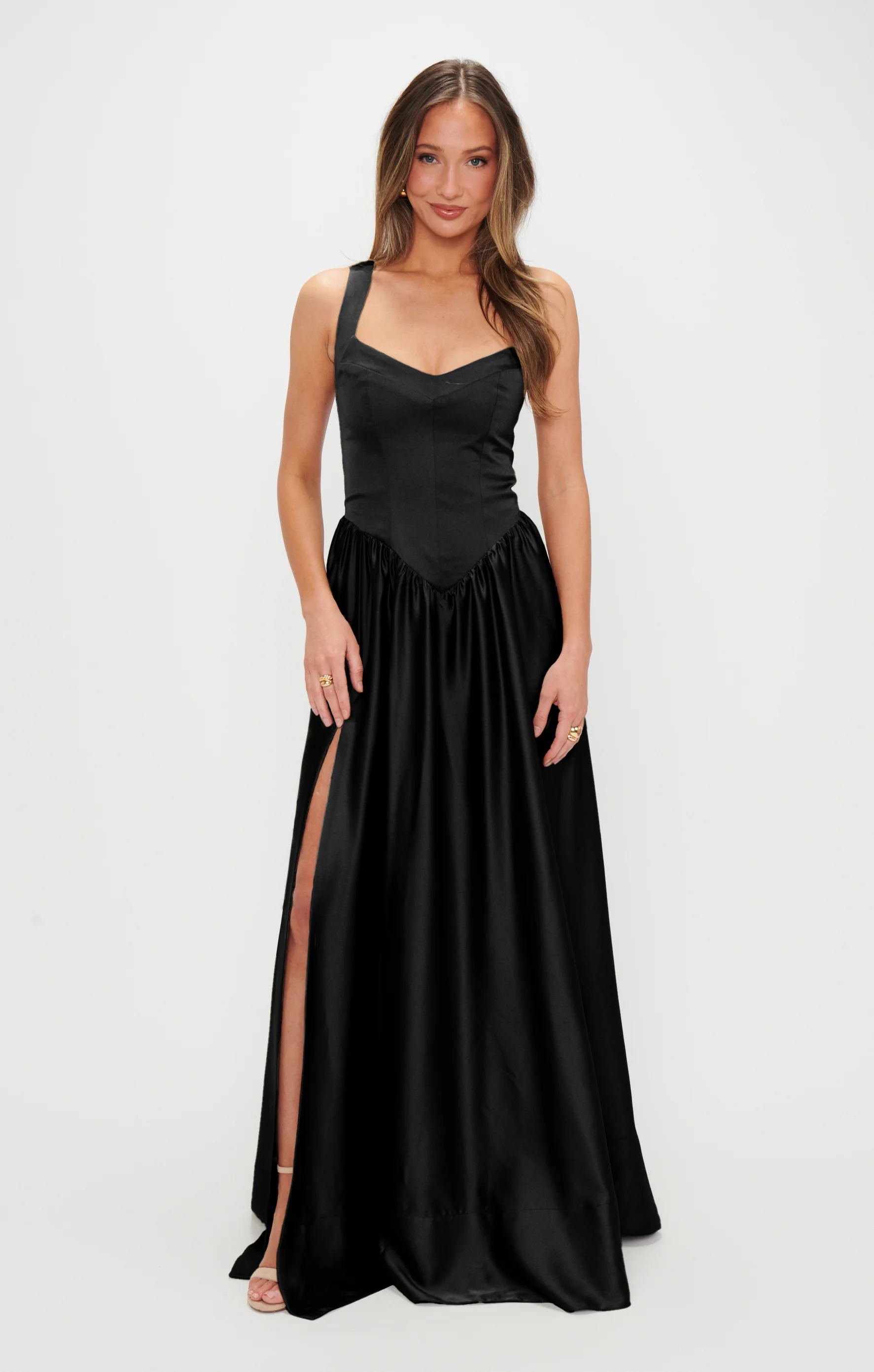 Abigail Maxi Dress ~ Black Luxe Satin - Image 4