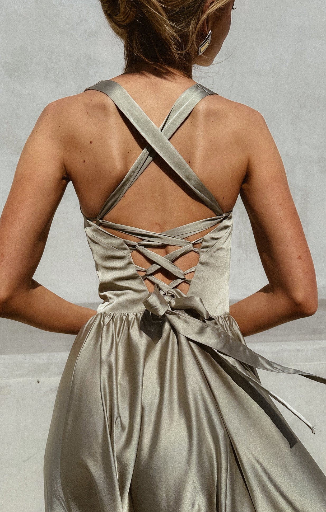 Abigail Maxi Dress ~ Moss Green Luxe Satin - Image 2