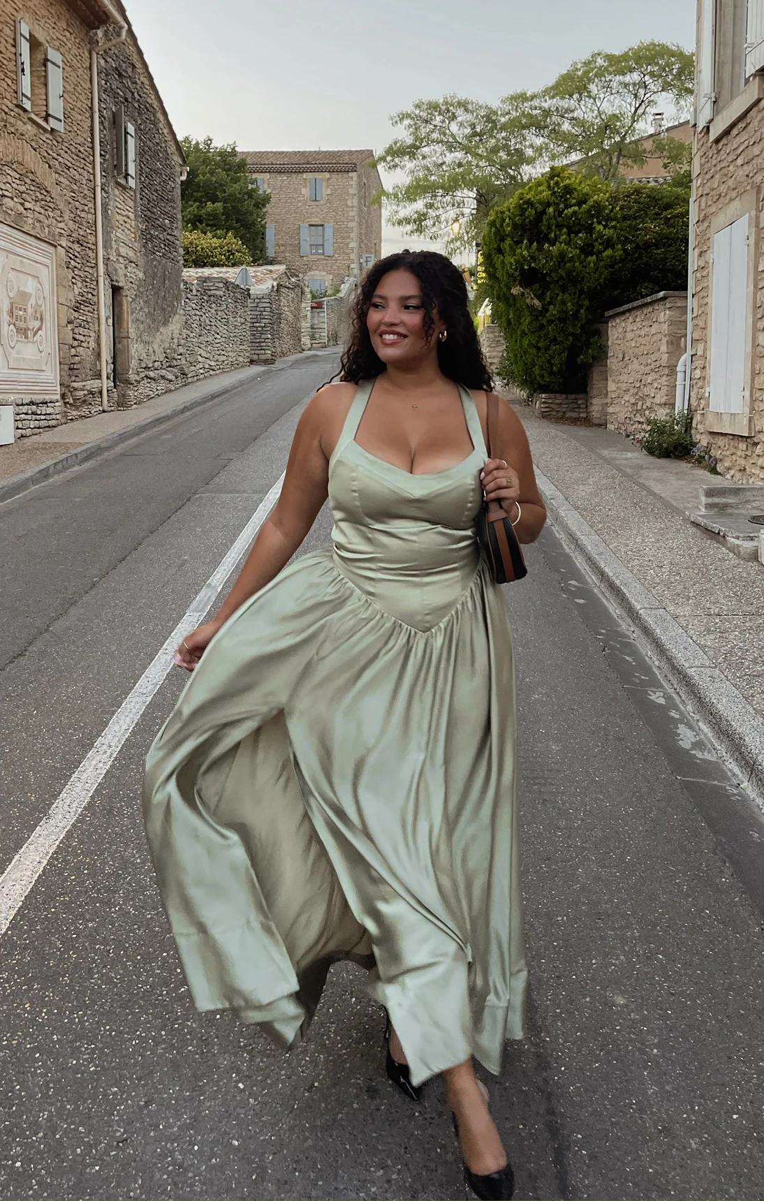 Abigail Maxi Dress ~ Moss Green Luxe Satin - Image 3