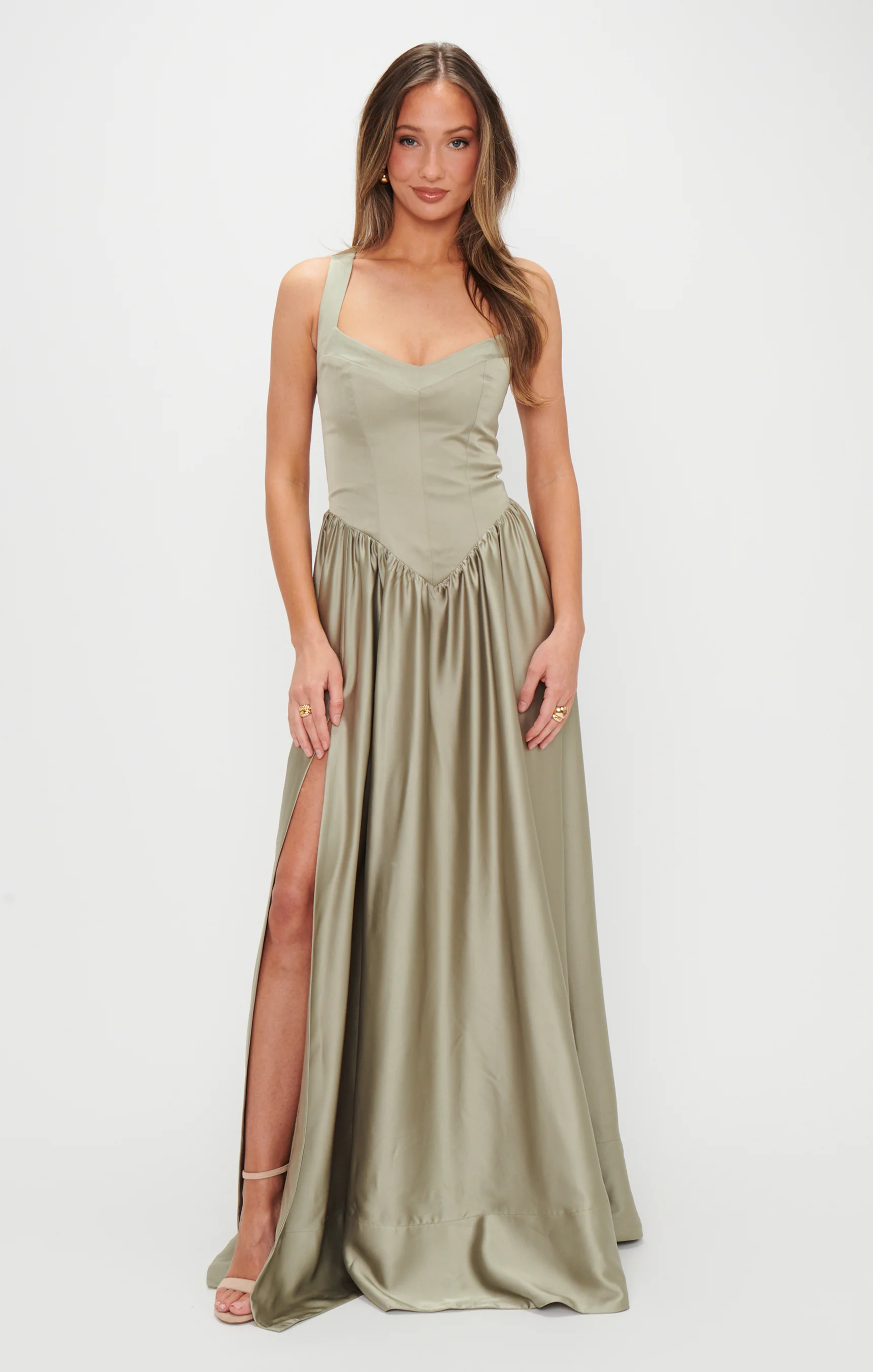 Abigail Maxi Dress ~ Moss Green Luxe Satin - Image 5