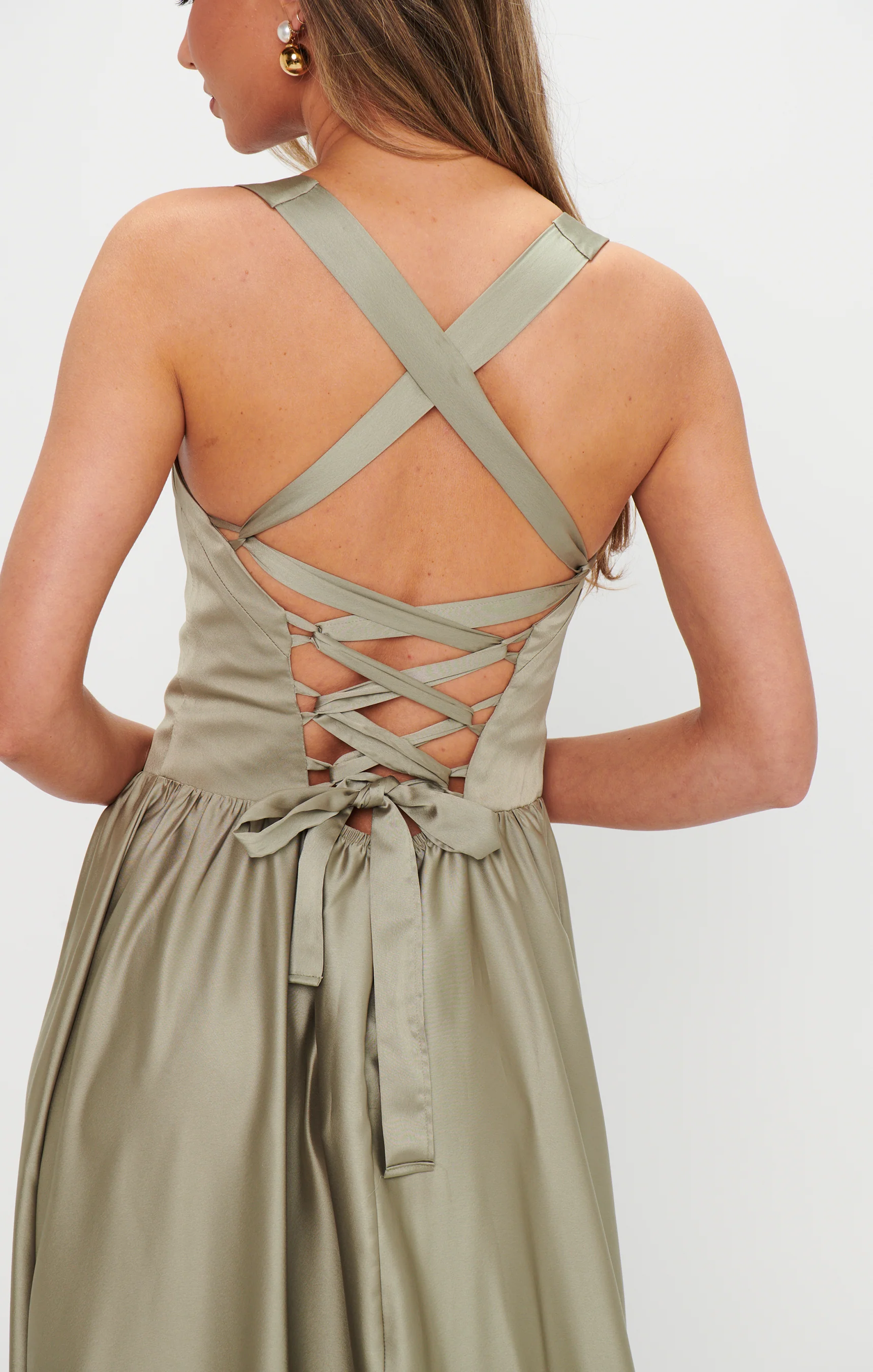 Abigail Maxi Dress ~ Moss Green Luxe Satin - Image 6