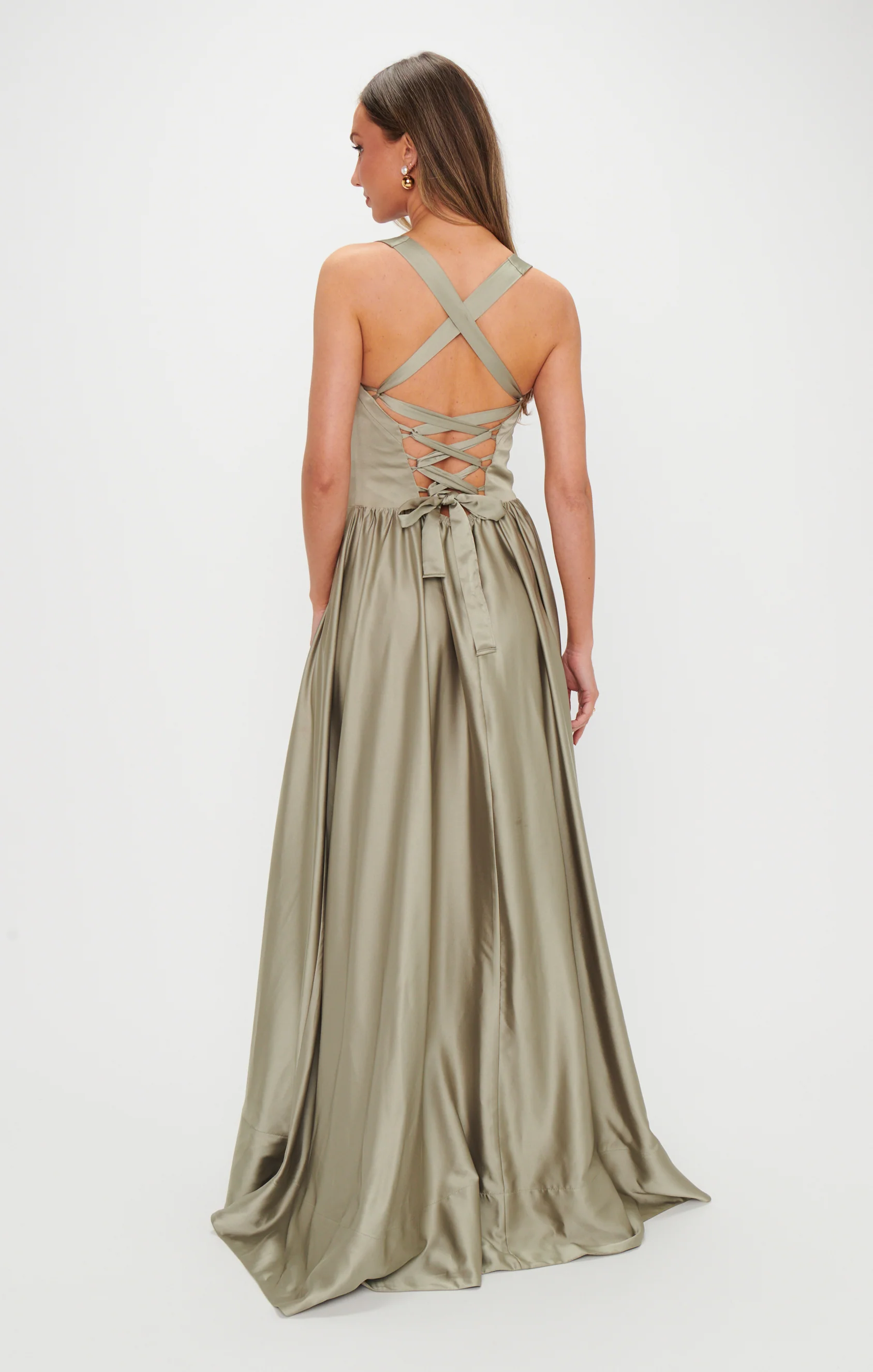 Abigail Maxi Dress ~ Moss Green Luxe Satin - Image 8