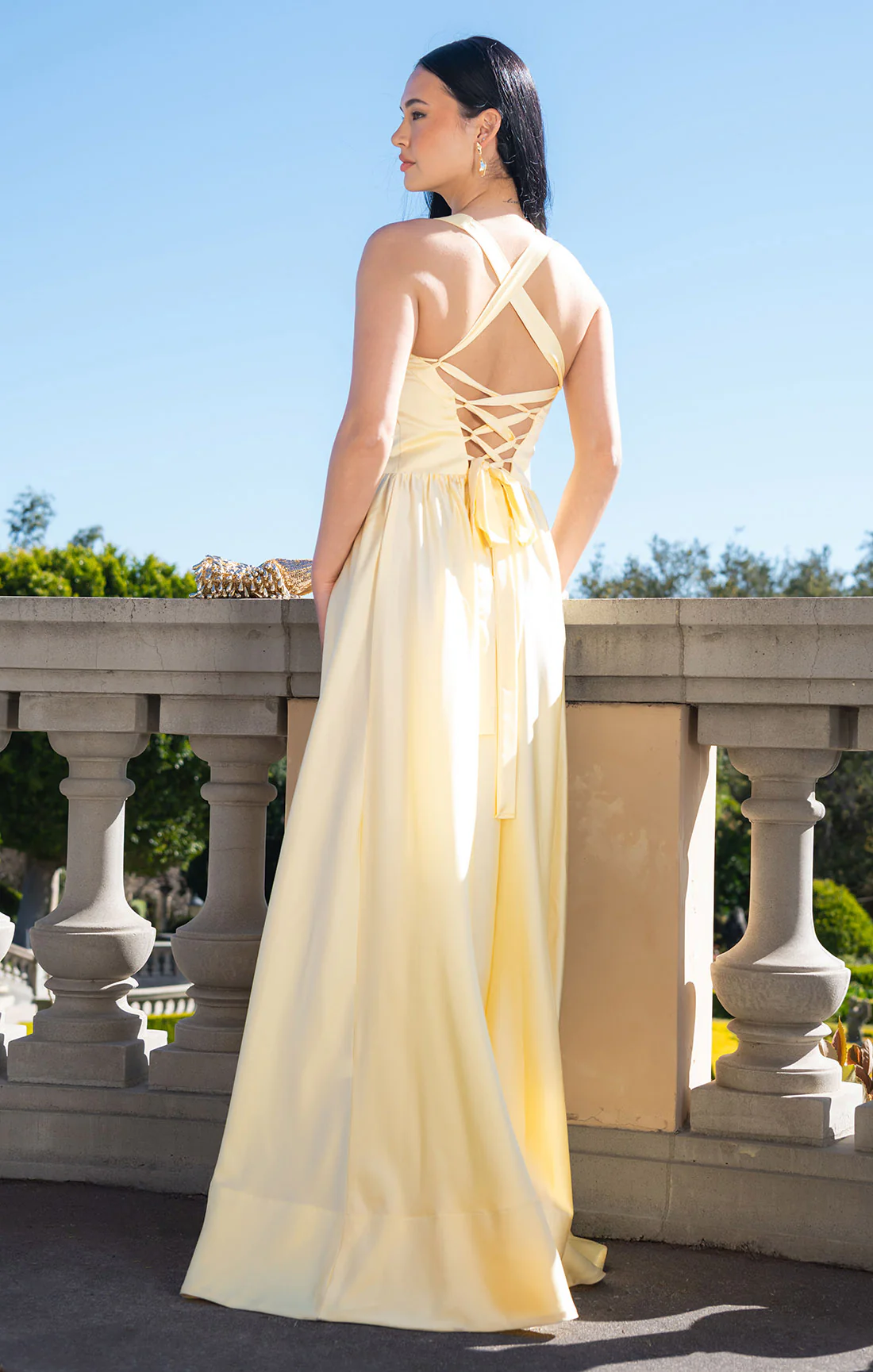 Abigail Maxi Dress ~ Pale Yellow Luxe Satin - Image 2