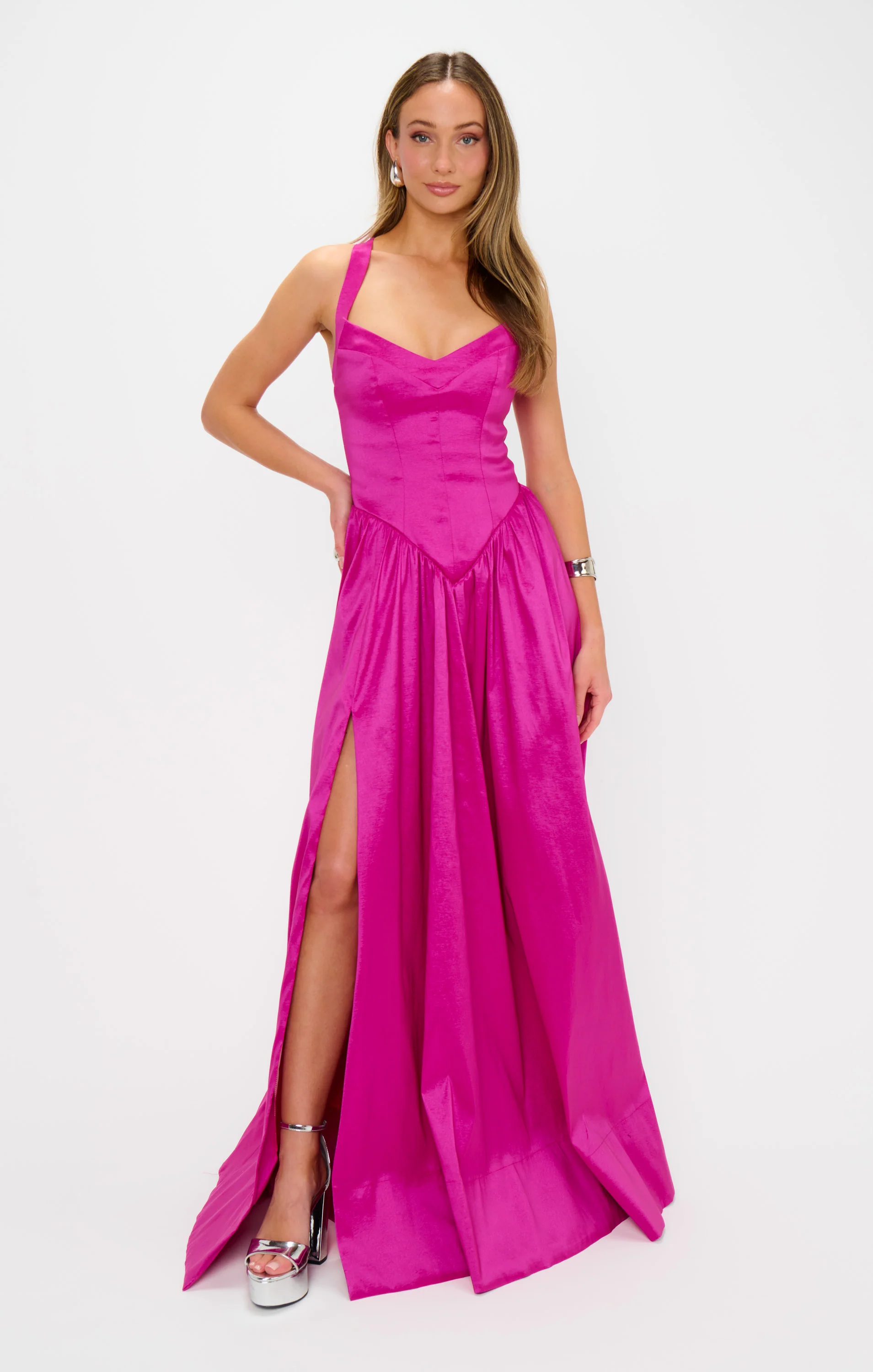 Abigail Maxi Dress ~ Rich Magenta Taffeta