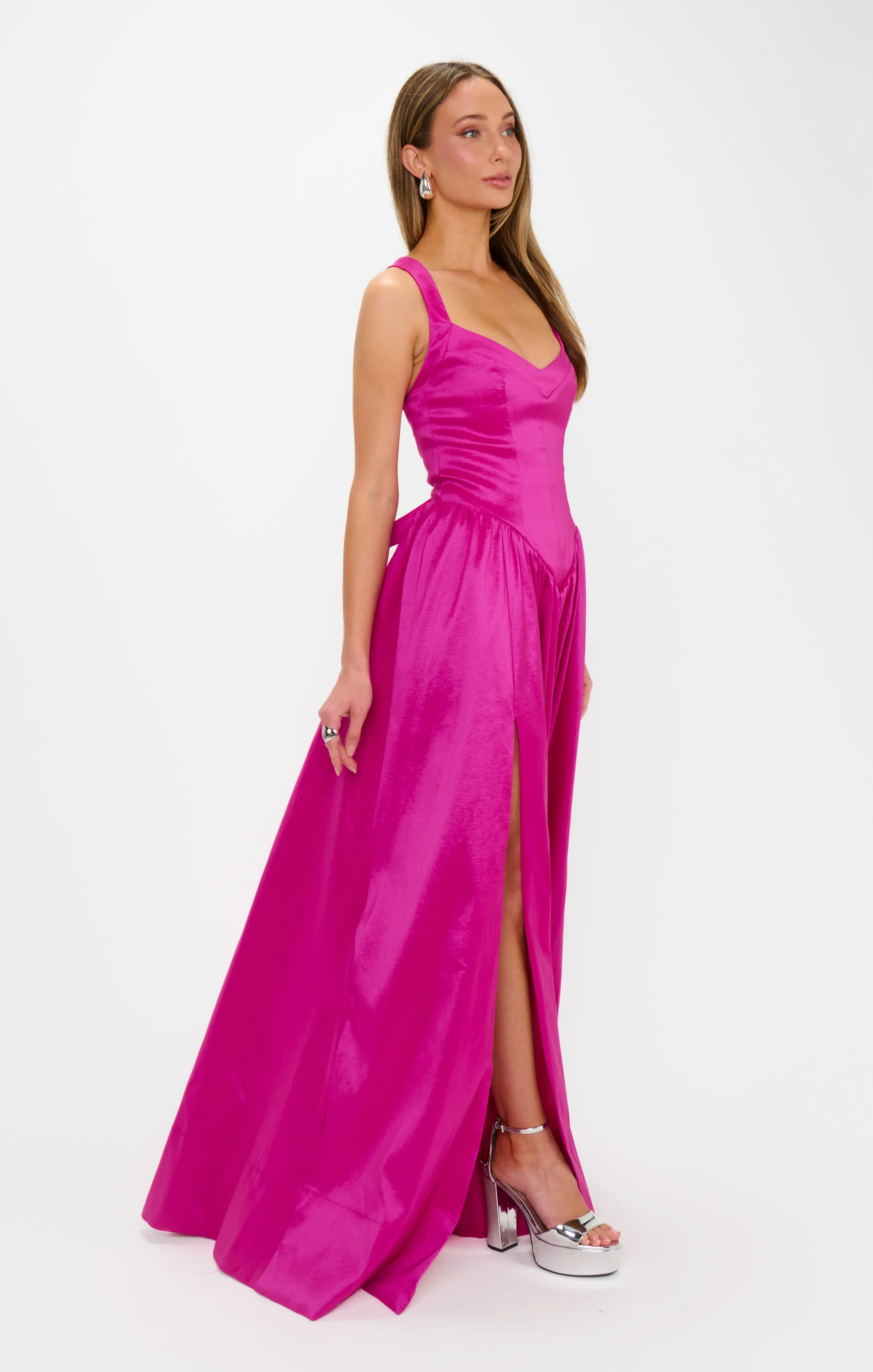 Abigail Maxi Dress ~ Rich Magenta Taffeta - Image 5