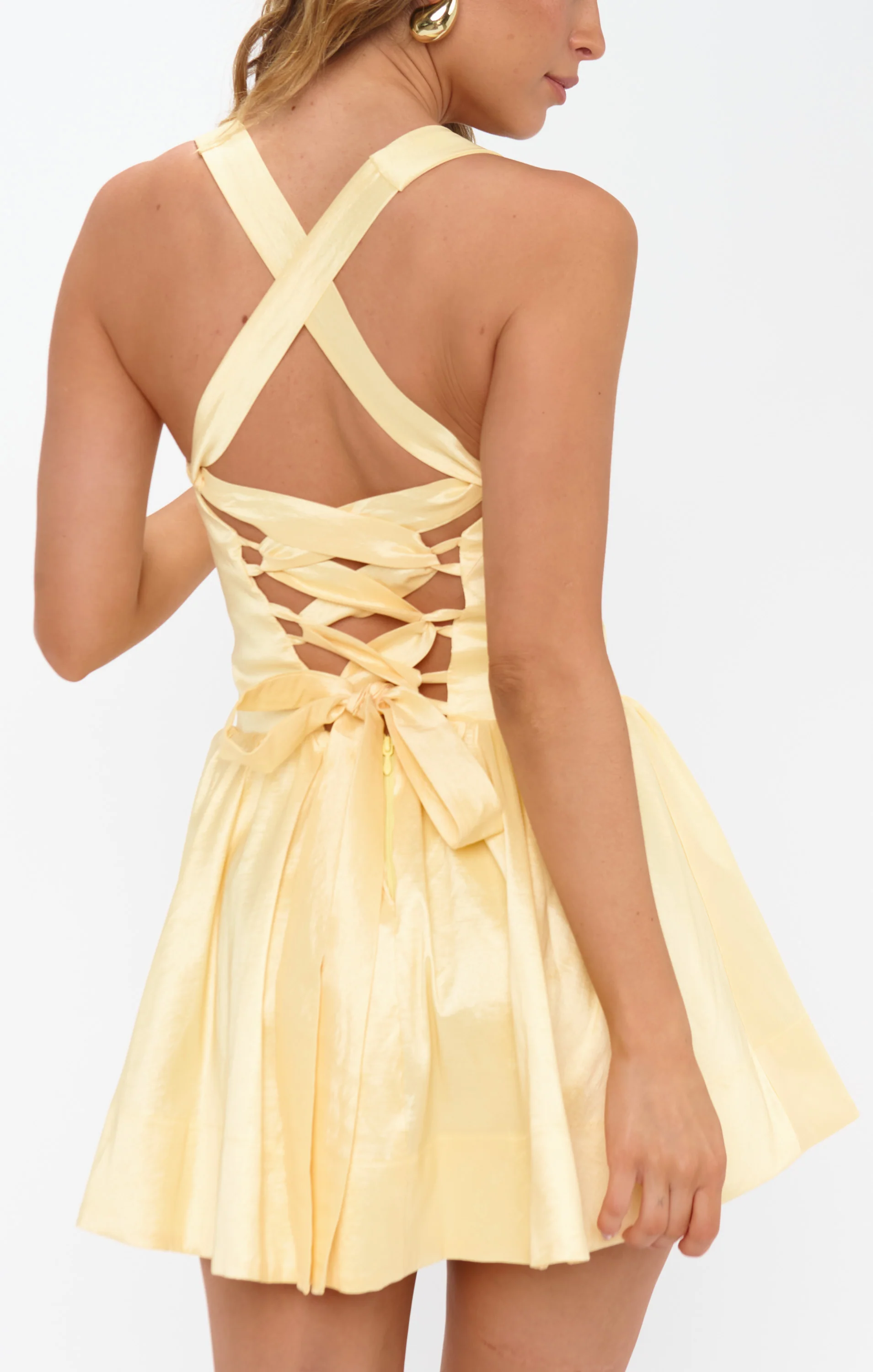 Abigail Mini Dress ~ Pale Yellow Taffeta - Image 8