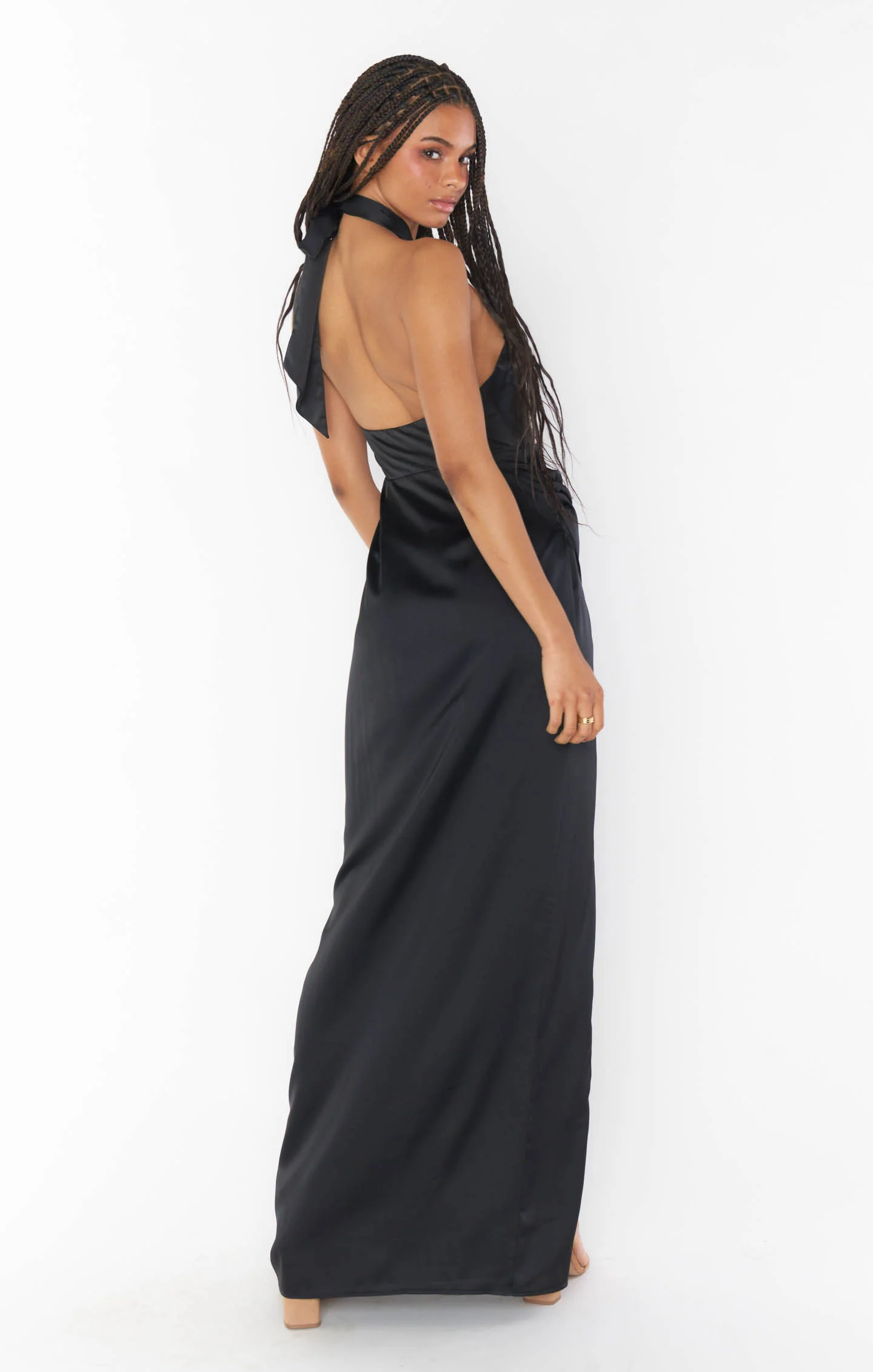 Adele Halter Maxi Dress ~ Black Luxe Satin - Image 7