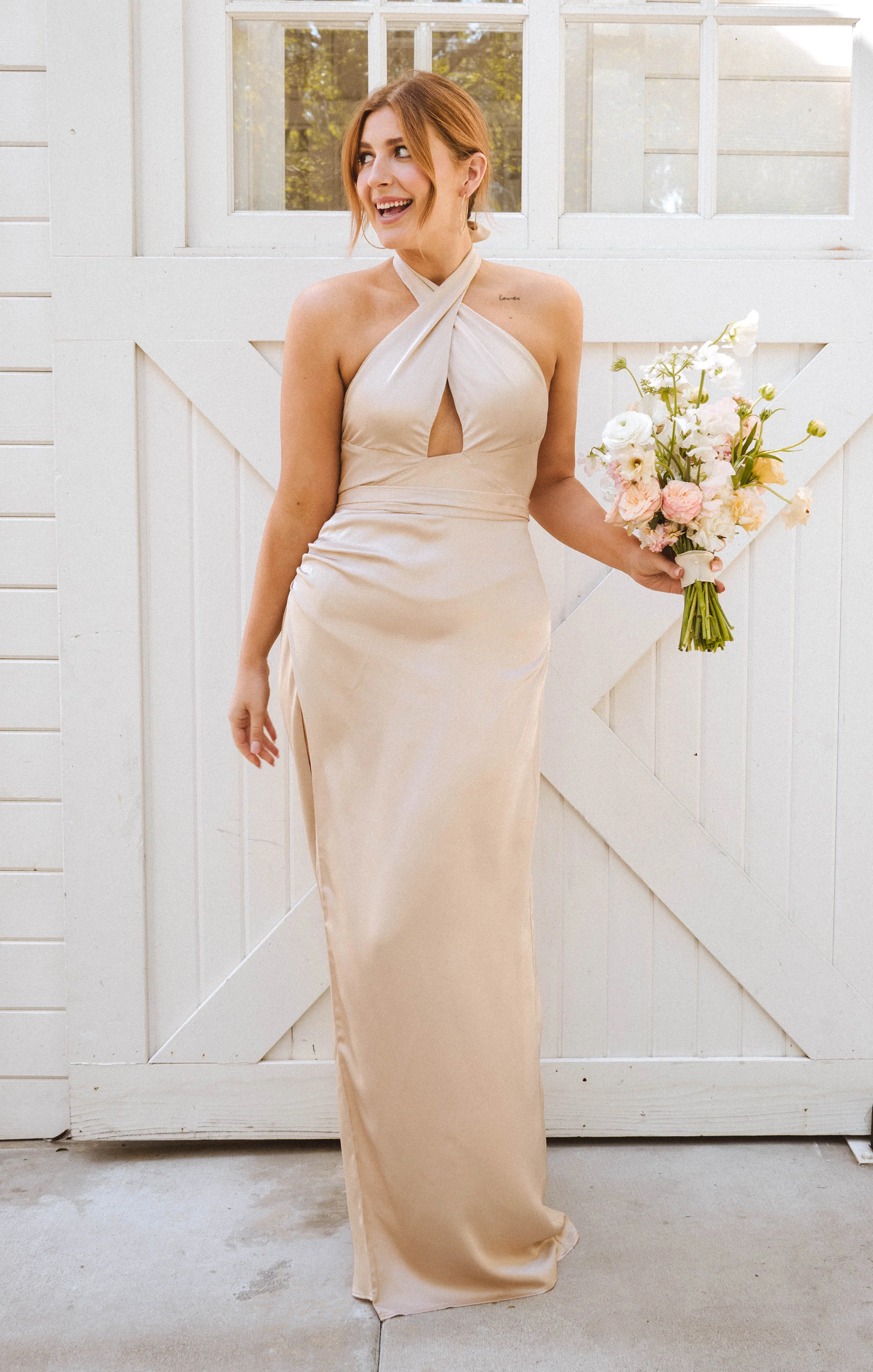Adele Halter Maxi Dress ~ Champagne Luxe Satin - Image 4