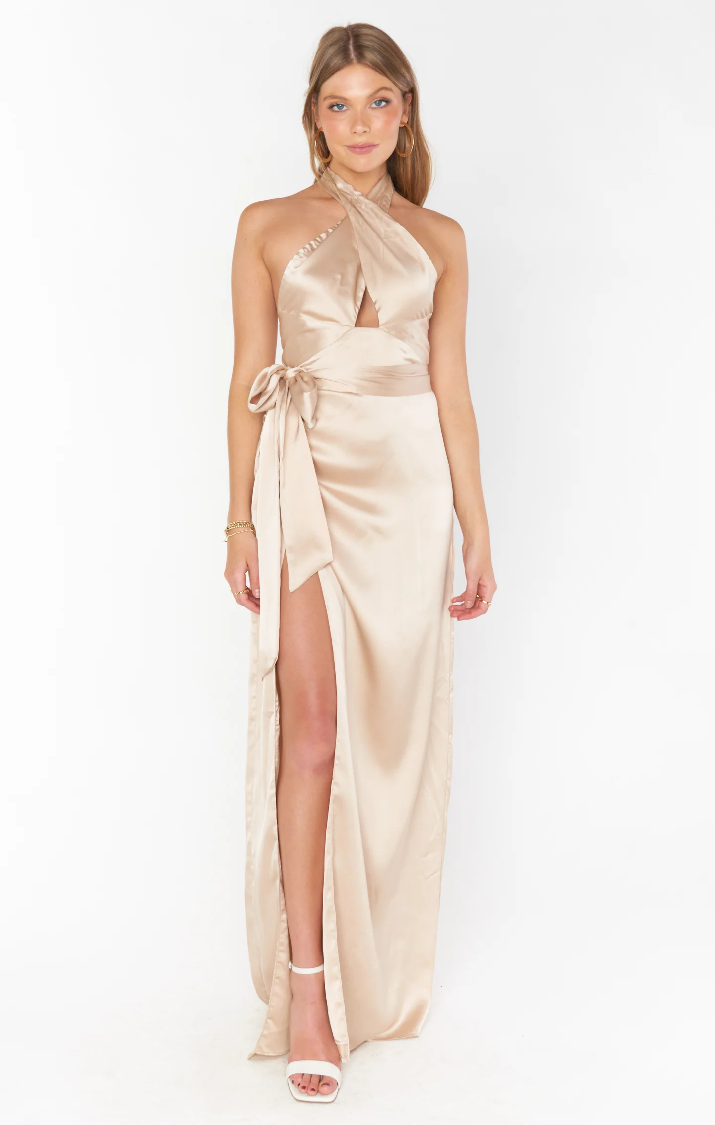 Adele Halter Maxi Dress ~ Champagne Luxe Satin - Image 6