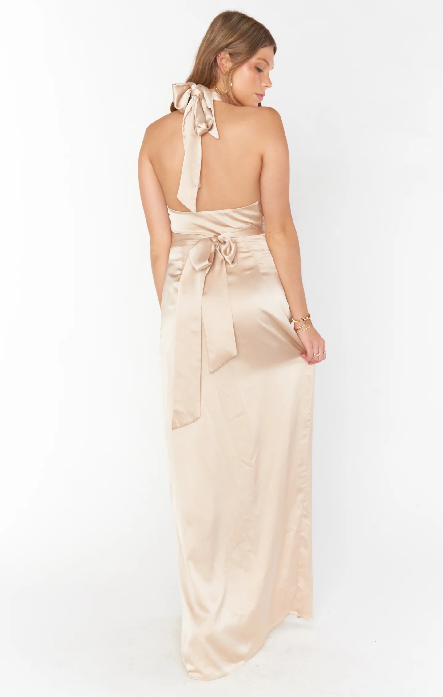 Adele Halter Maxi Dress ~ Champagne Luxe Satin - Image 9