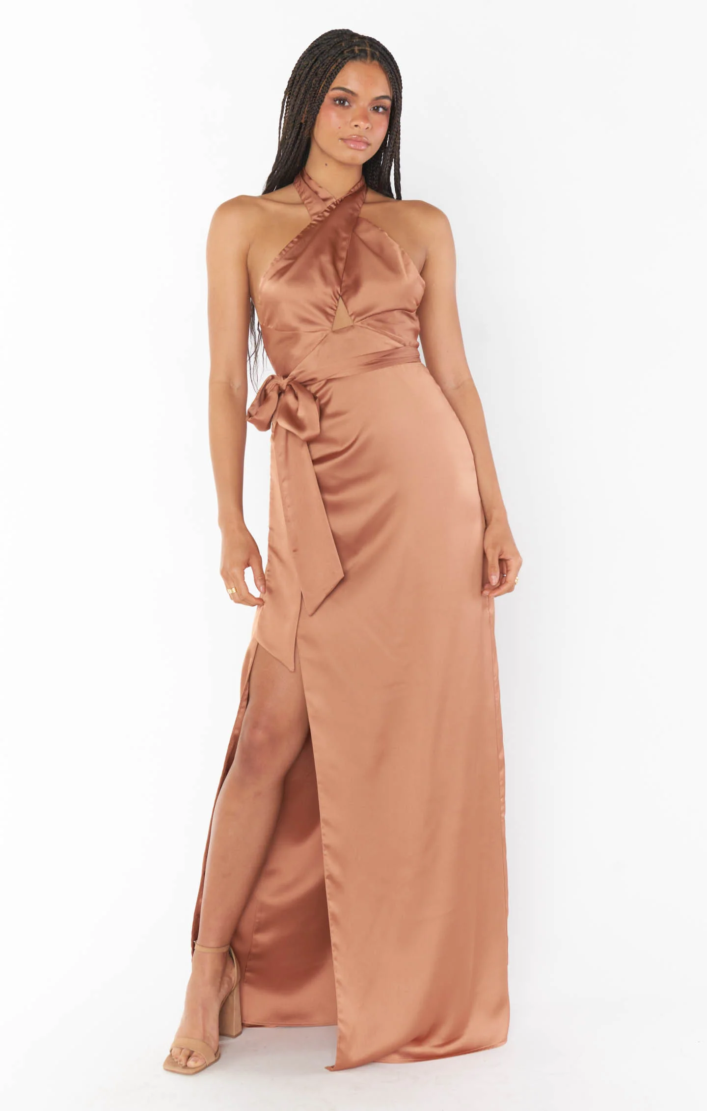 Adele Halter Maxi Dress ~ Copper Luxe Satin - Image 4