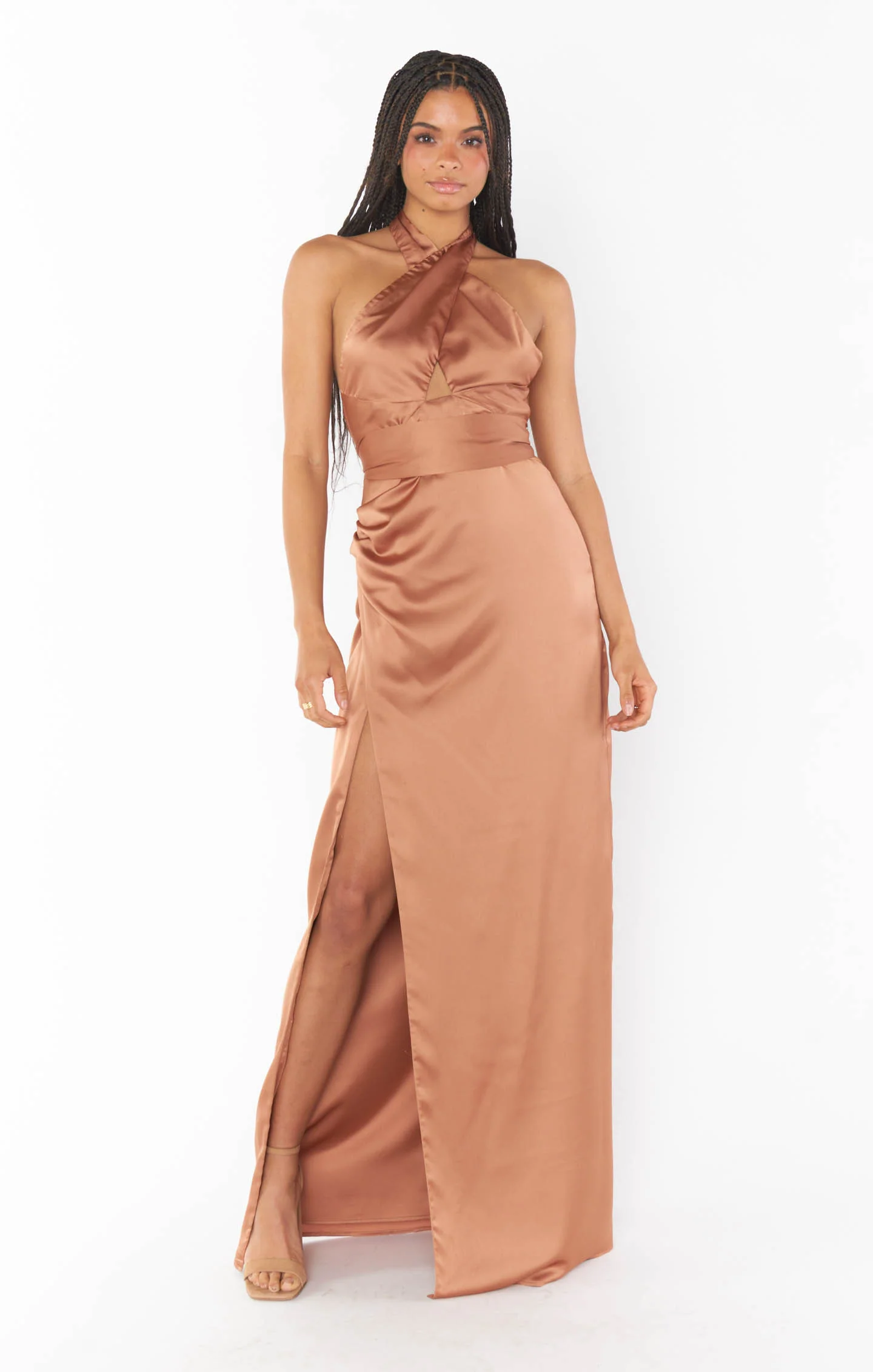 Adele Halter Maxi Dress ~ Copper Luxe Satin - Image 5