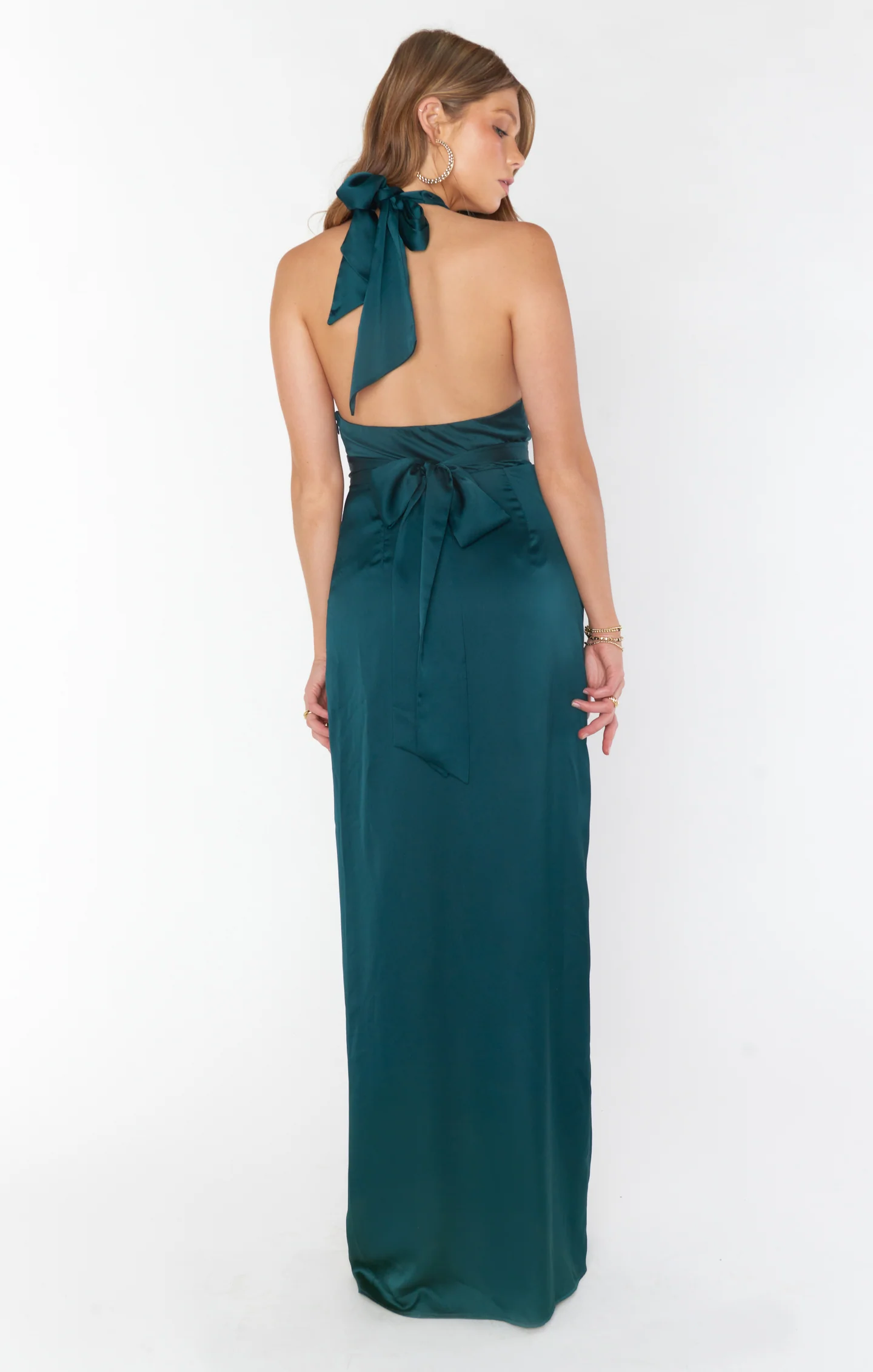 Adele Halter Maxi Dress ~ Deep Emerald Luxe Satin - Image 5