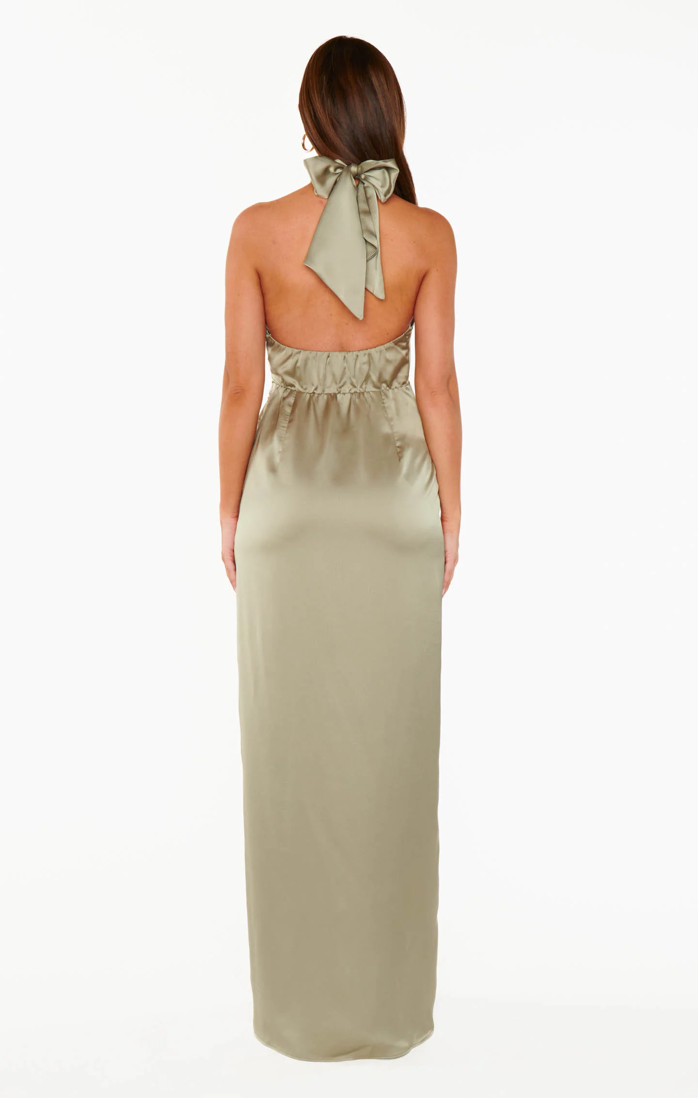 Adele Halter Maxi Dress ~ Moss Green Luxe Satin - Image 7