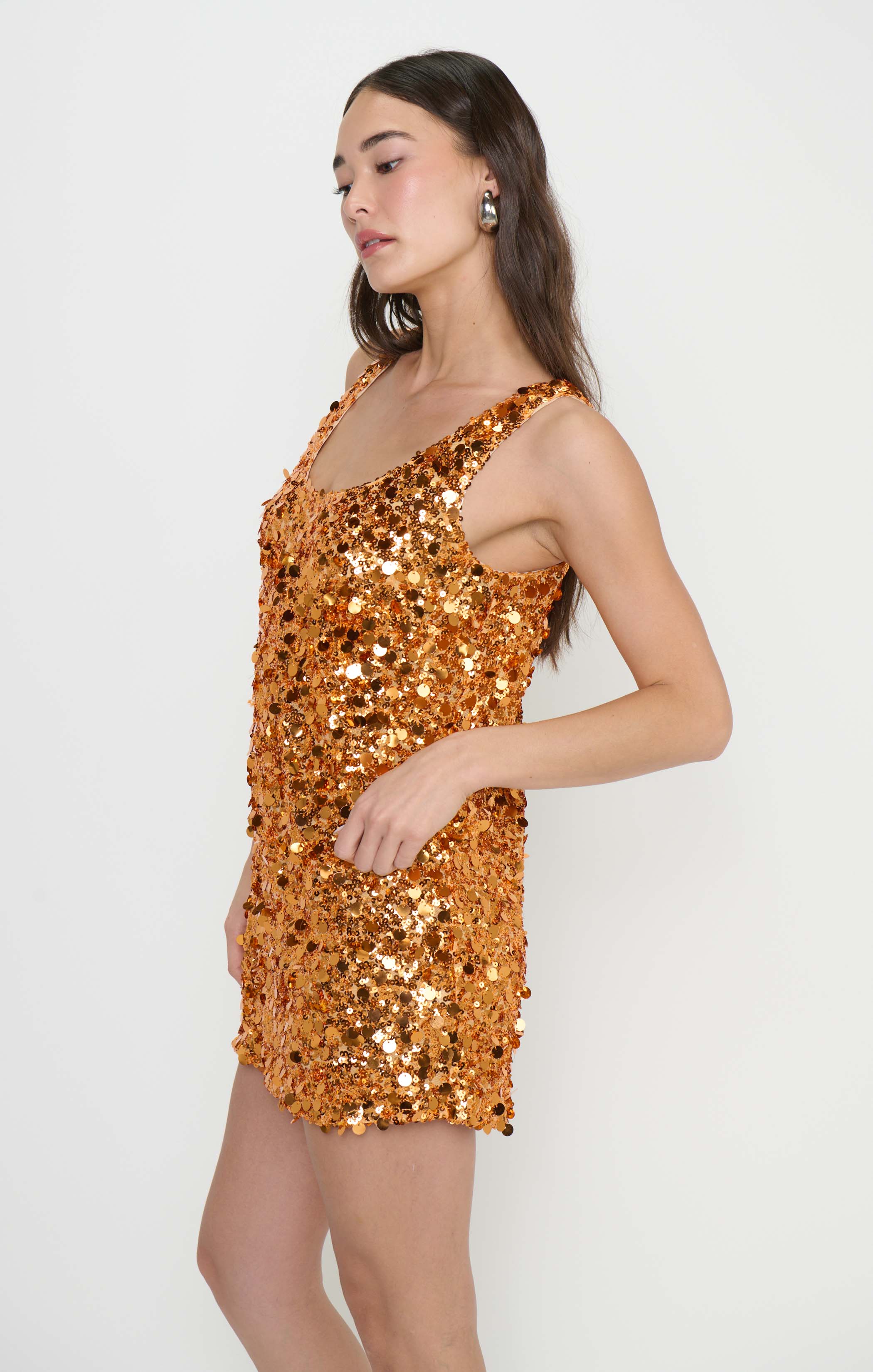 After Hours Mini Dress ~ Orange Metallic Sequins - Image 3