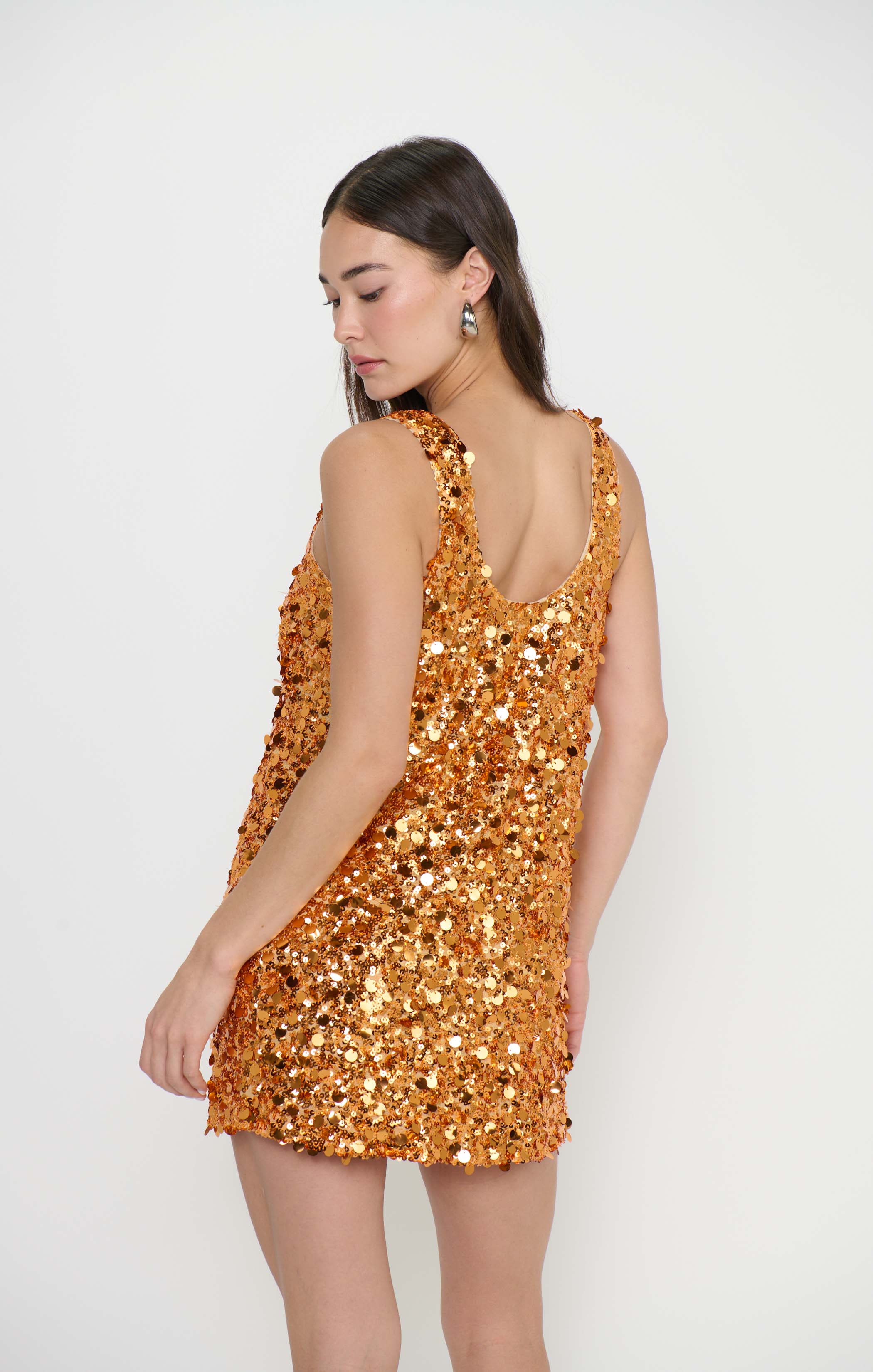 After Hours Mini Dress ~ Orange Metallic Sequins - Image 5