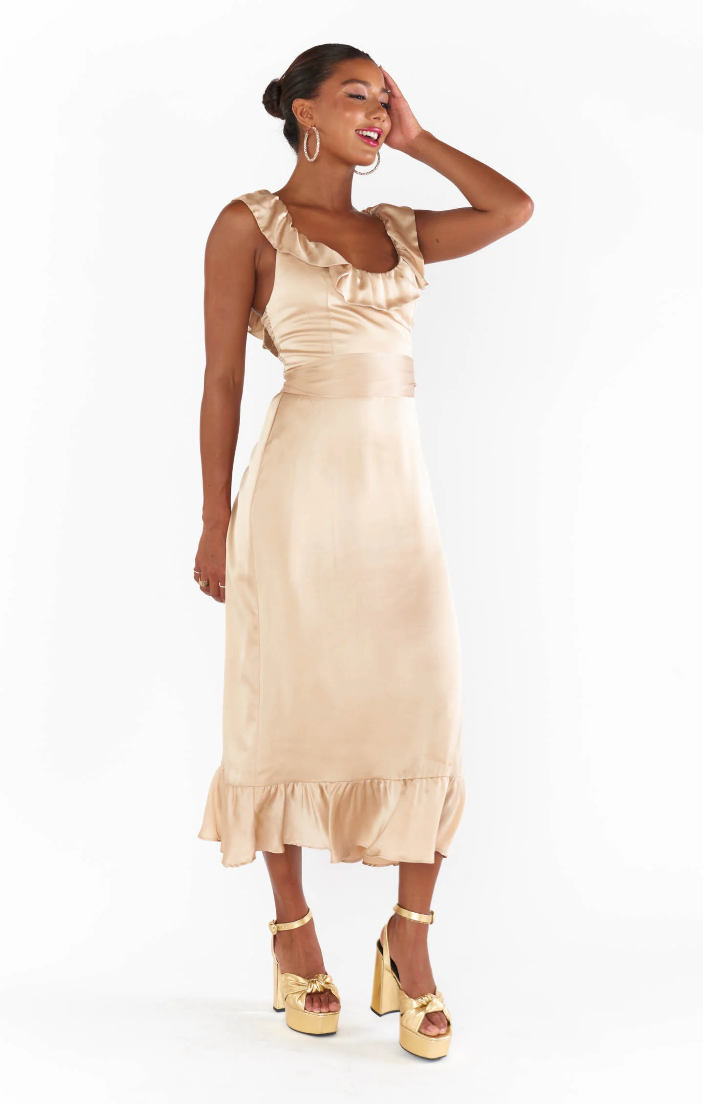 Alexis Midi Dress ~ Champagne Luxe Satin - Image 10
