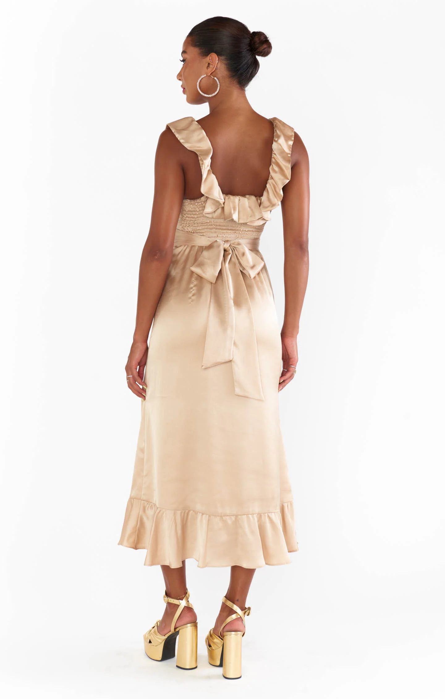 Alexis Midi Dress ~ Champagne Luxe Satin - Image 11