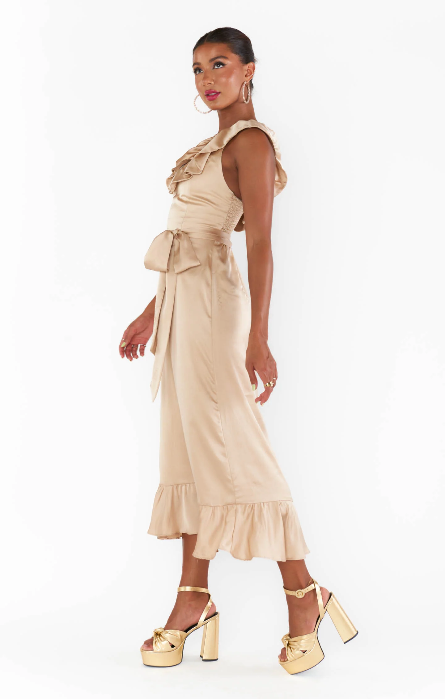 Alexis Midi Dress ~ Champagne Luxe Satin - Image 6