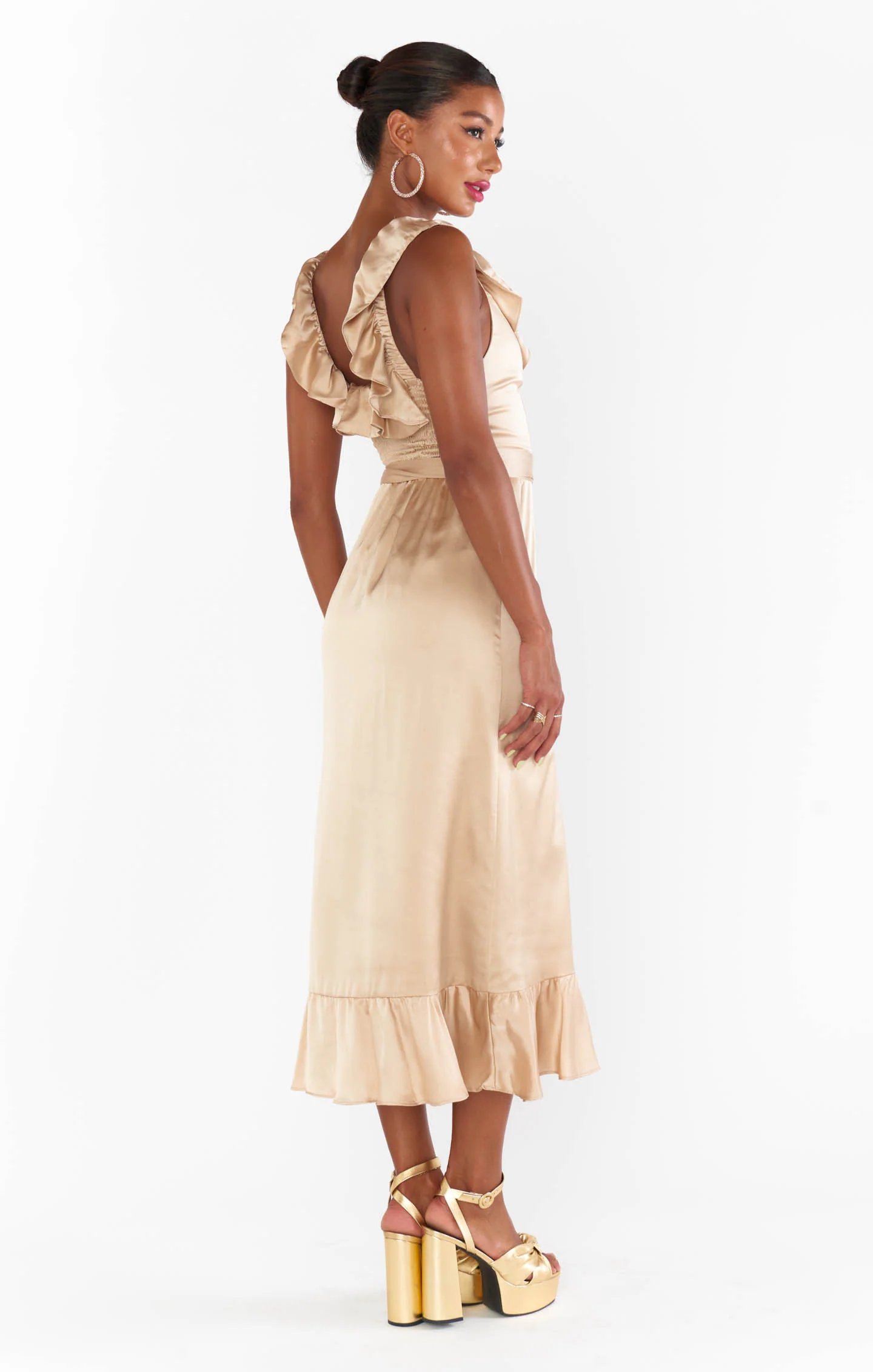 Alexis Midi Dress ~ Champagne Luxe Satin - Image 8