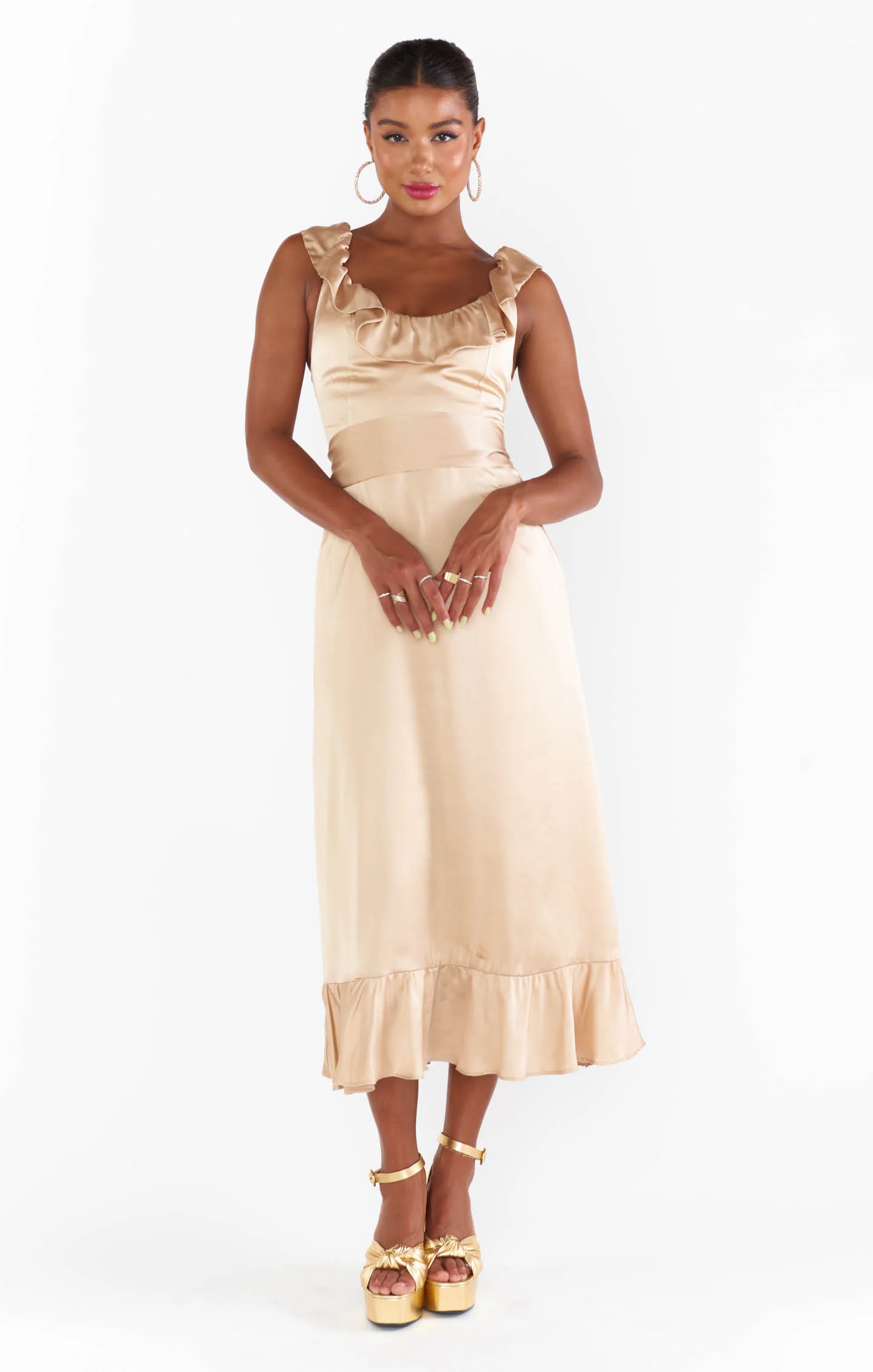 Alexis Midi Dress ~ Champagne Luxe Satin - Image 9