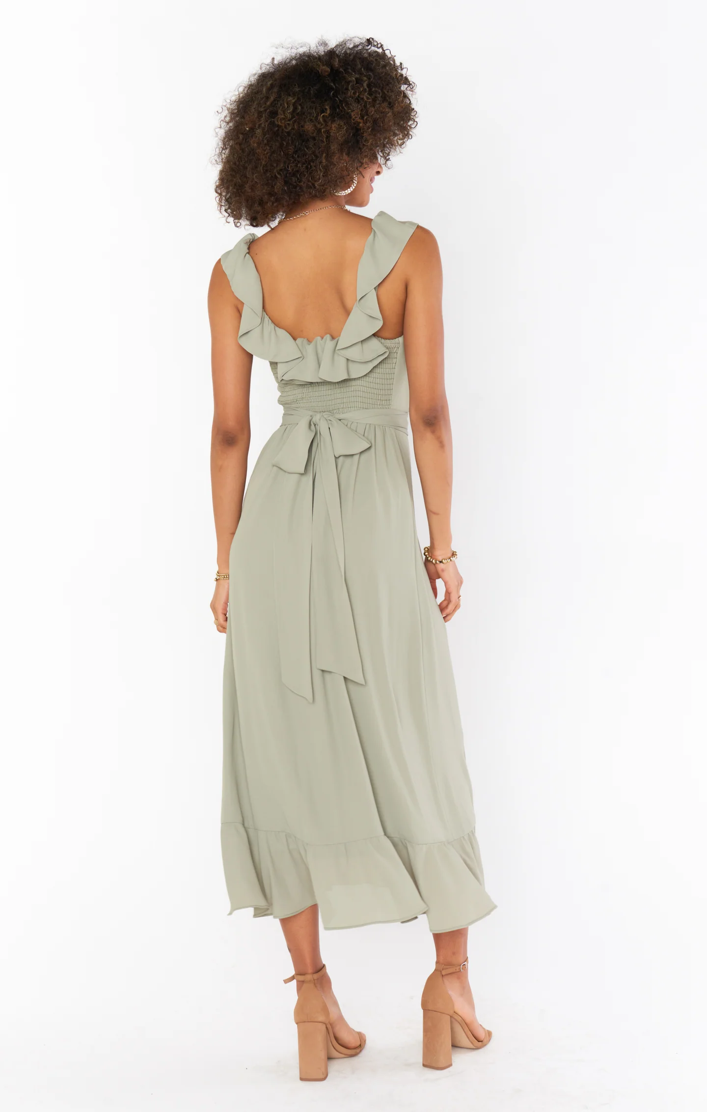 Alexis Midi Dress ~ Moss Green Crisp - Image 4