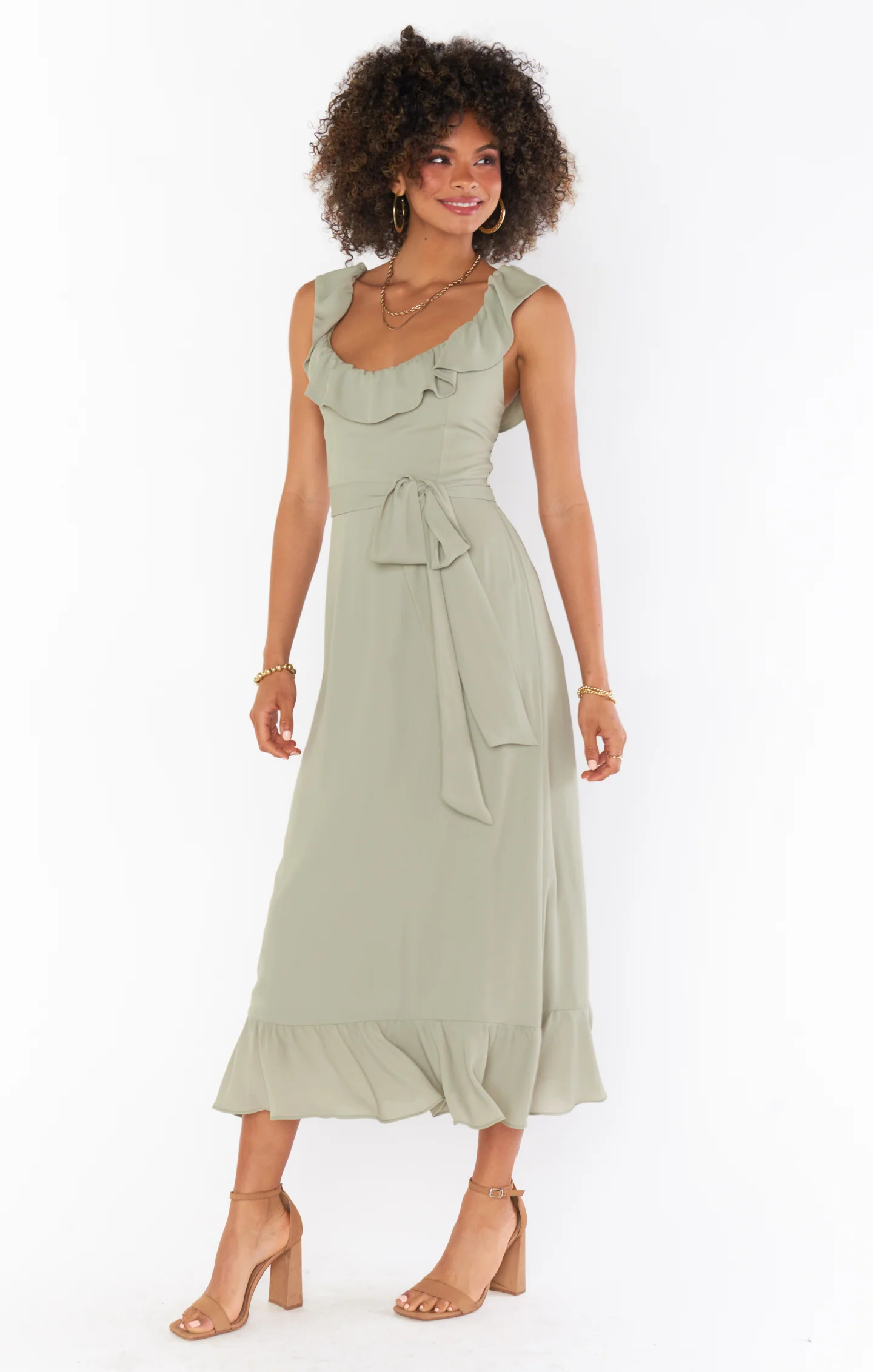 Alexis Midi Dress ~ Moss Green Crisp - Image 5