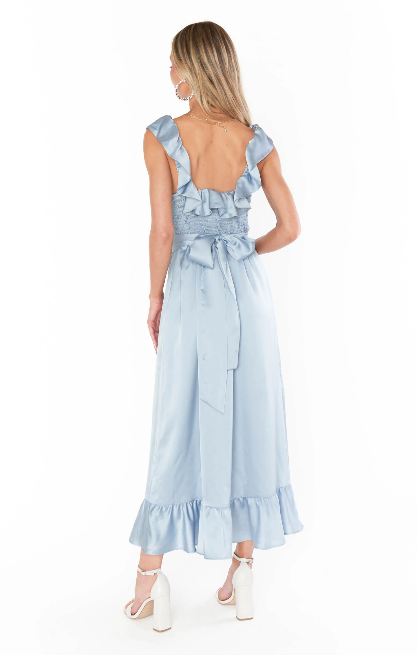 Alexis Midi Dress ~ Steel Blue Luxe Satin - Image 5