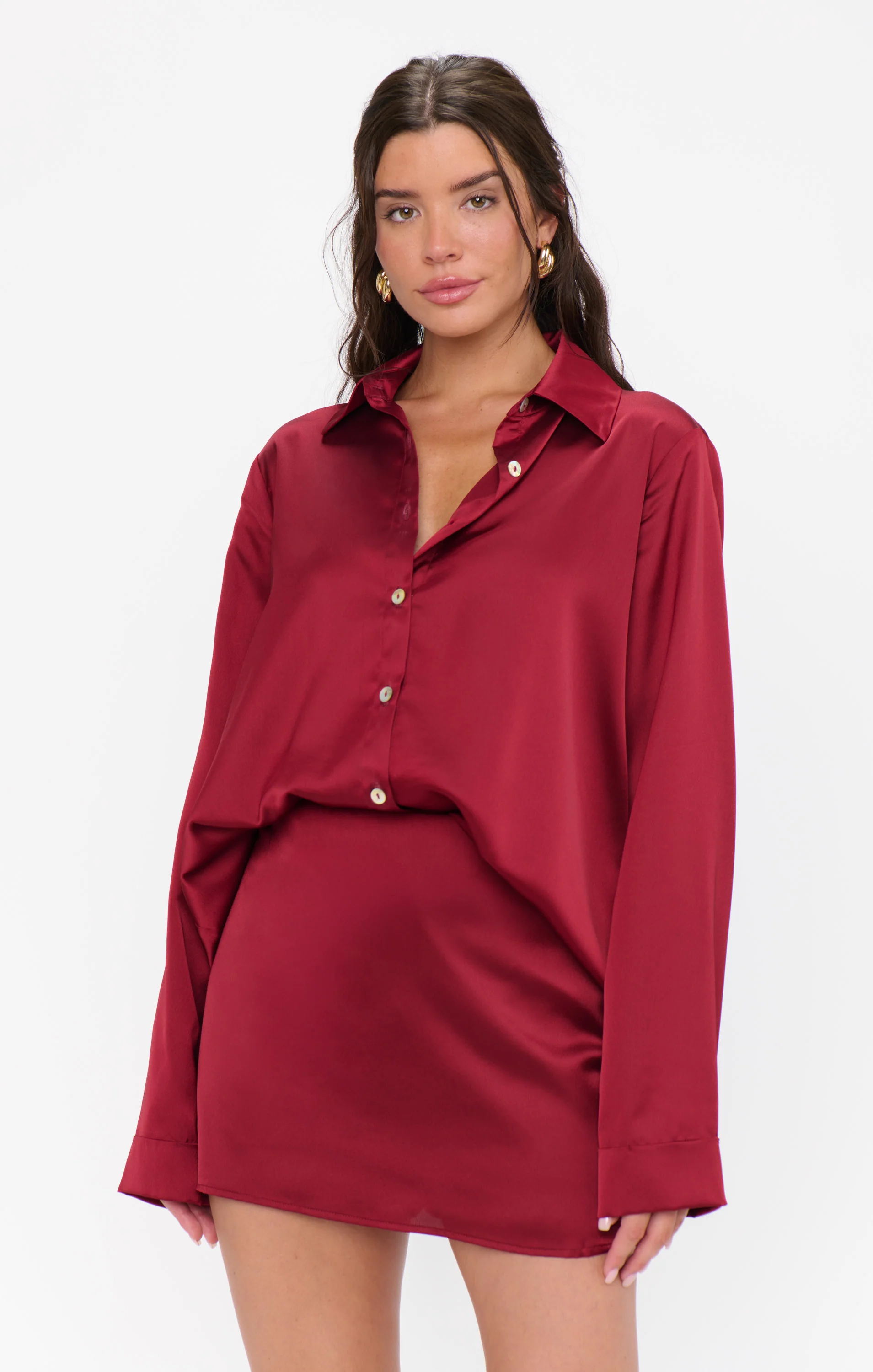 All Night Skort ~ Cranberry Luxe Satin - Image 2