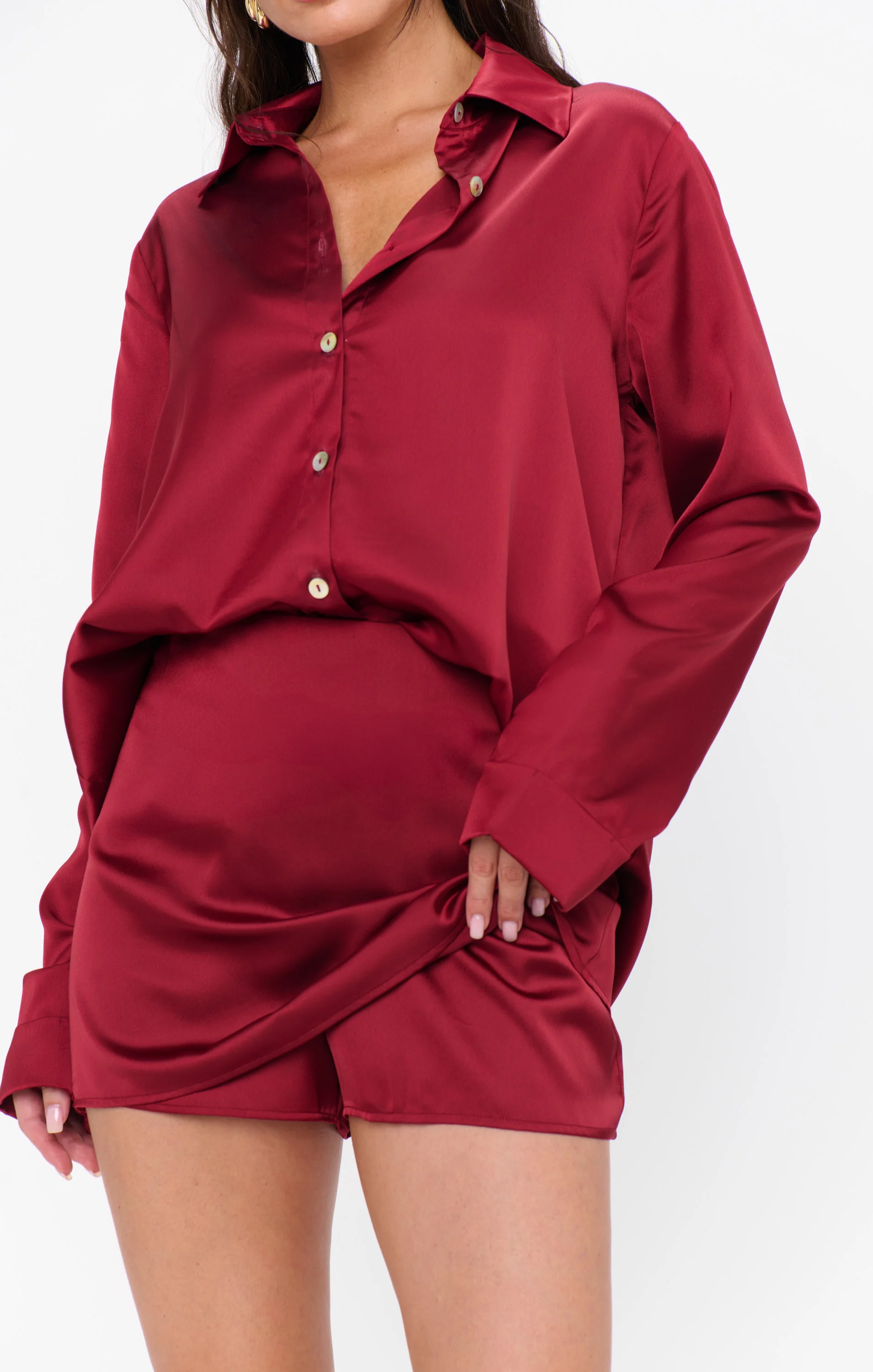 All Night Skort ~ Cranberry Luxe Satin - Image 4
