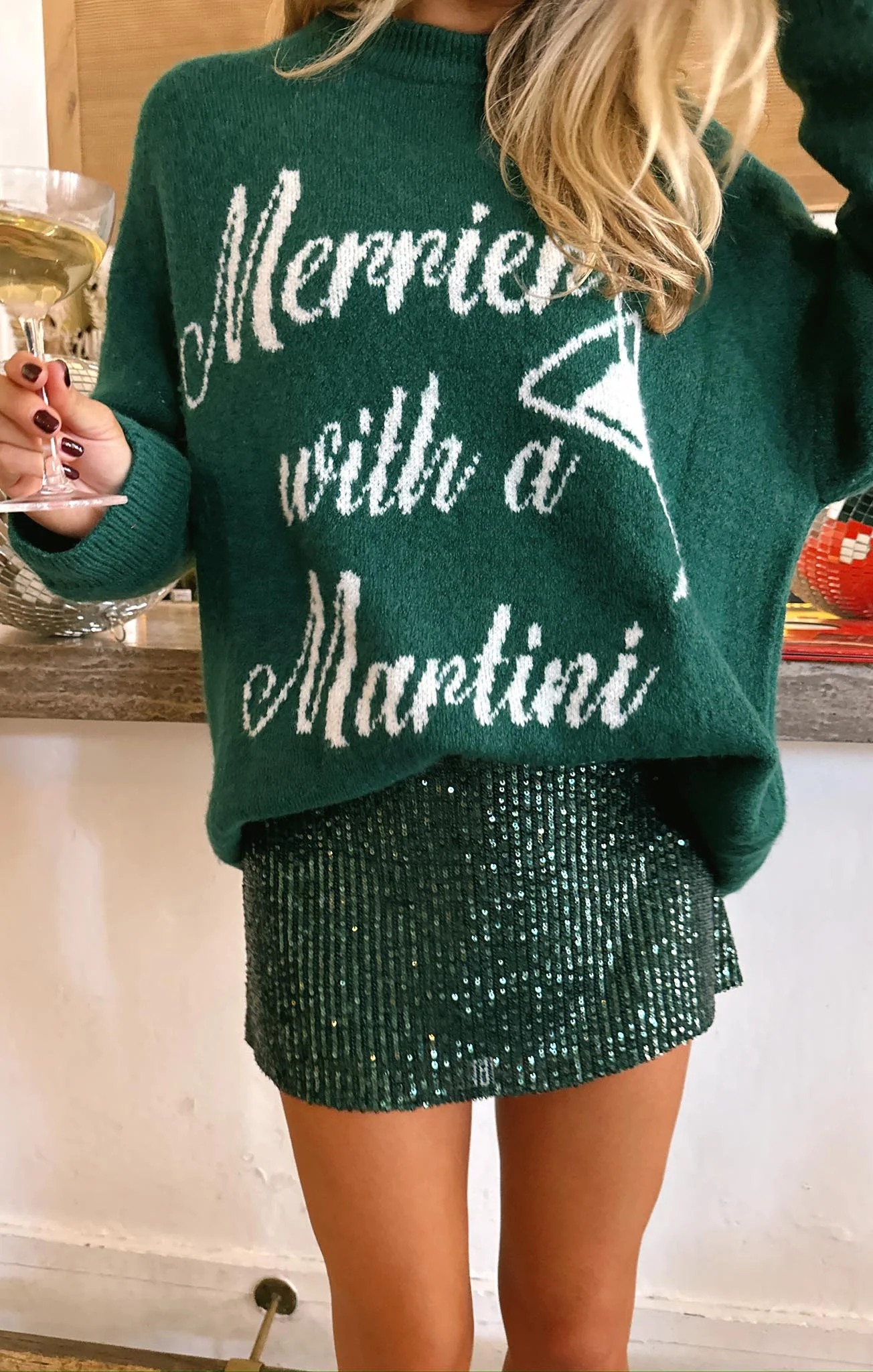 All Night Skort ~ Emerald Sequins - Image 3