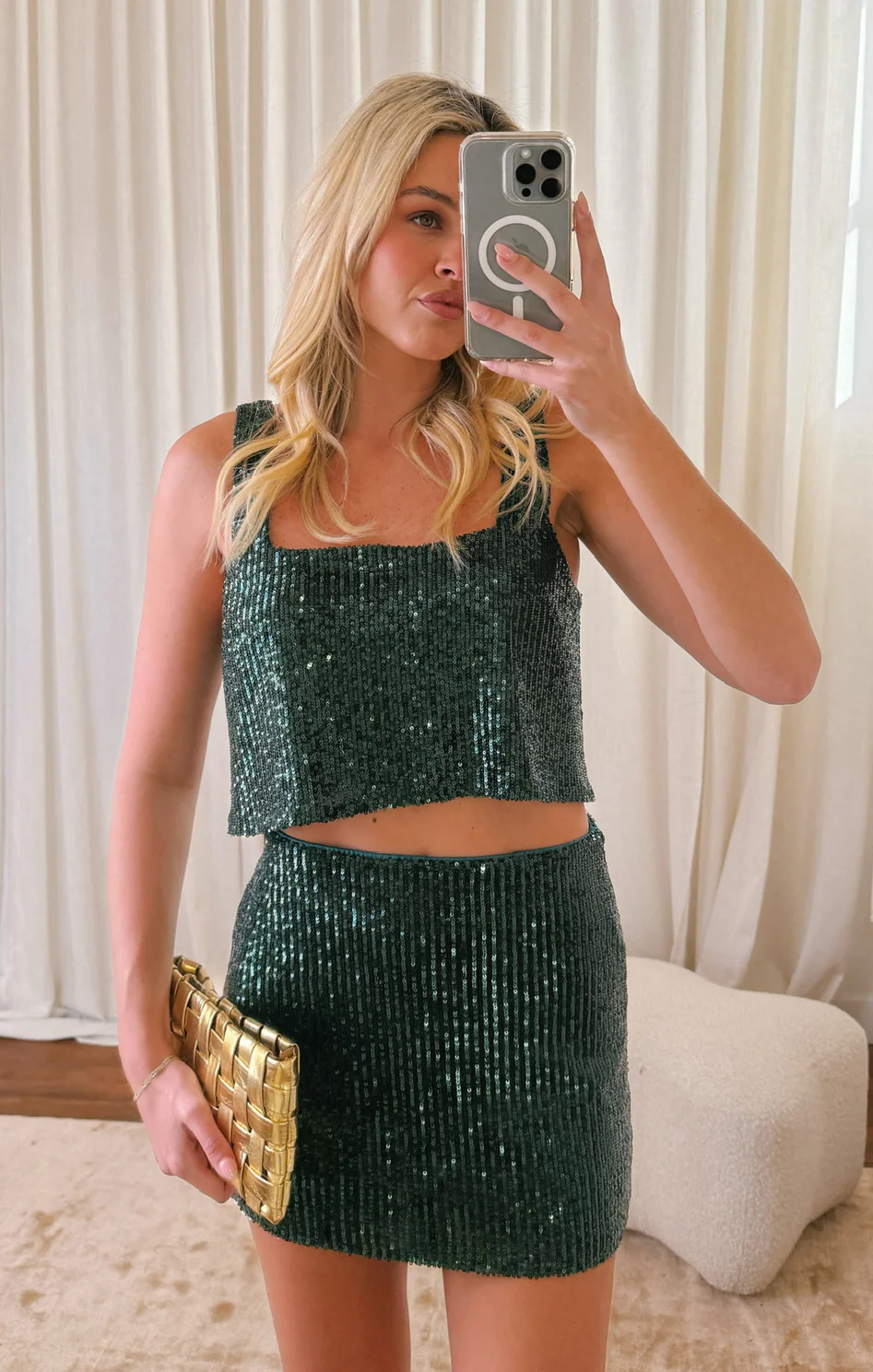 All Night Skort ~ Emerald Sequins - Image 5