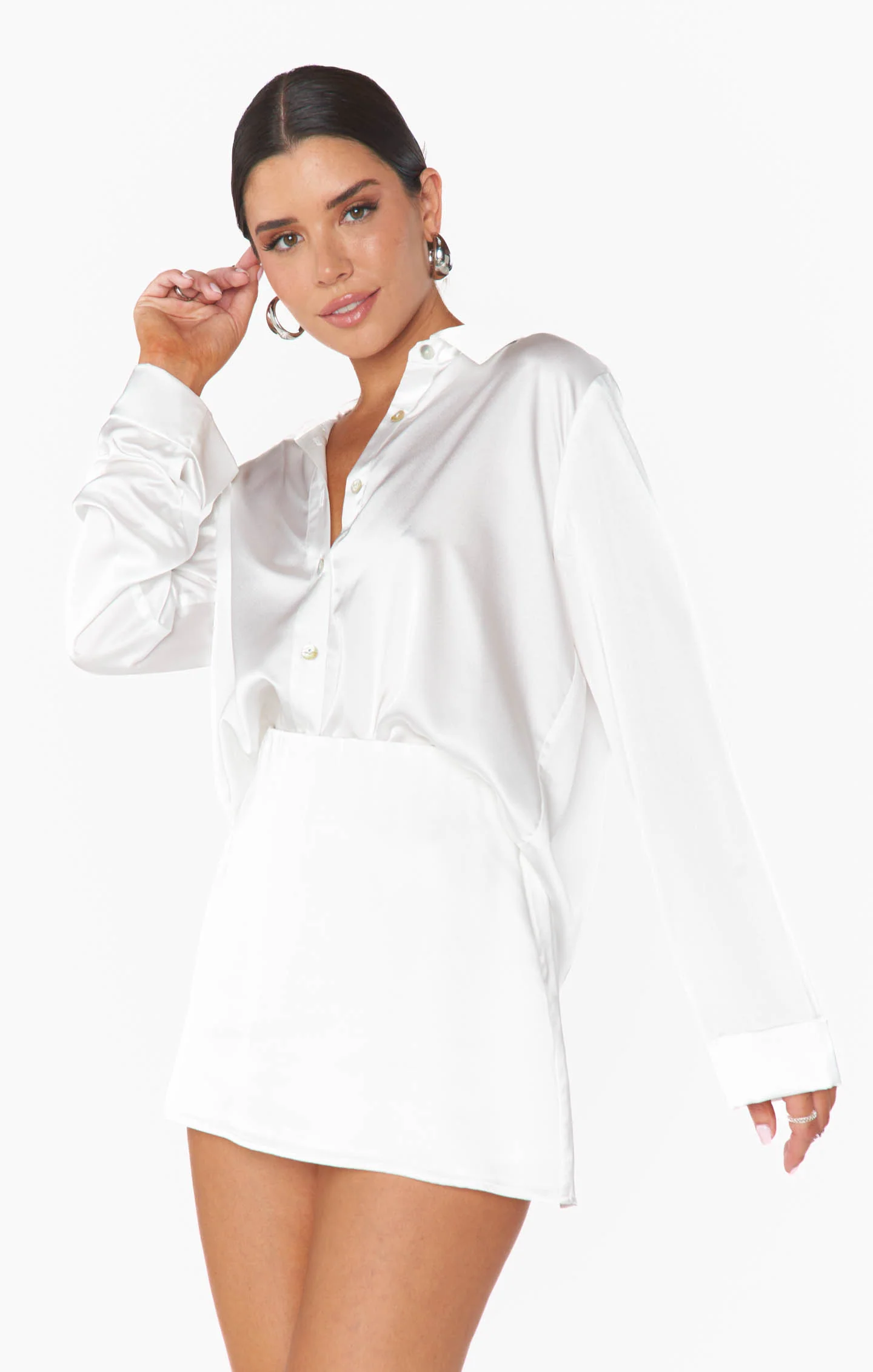 All Night Skort ~ Ivory Luxe Satin - Image 5