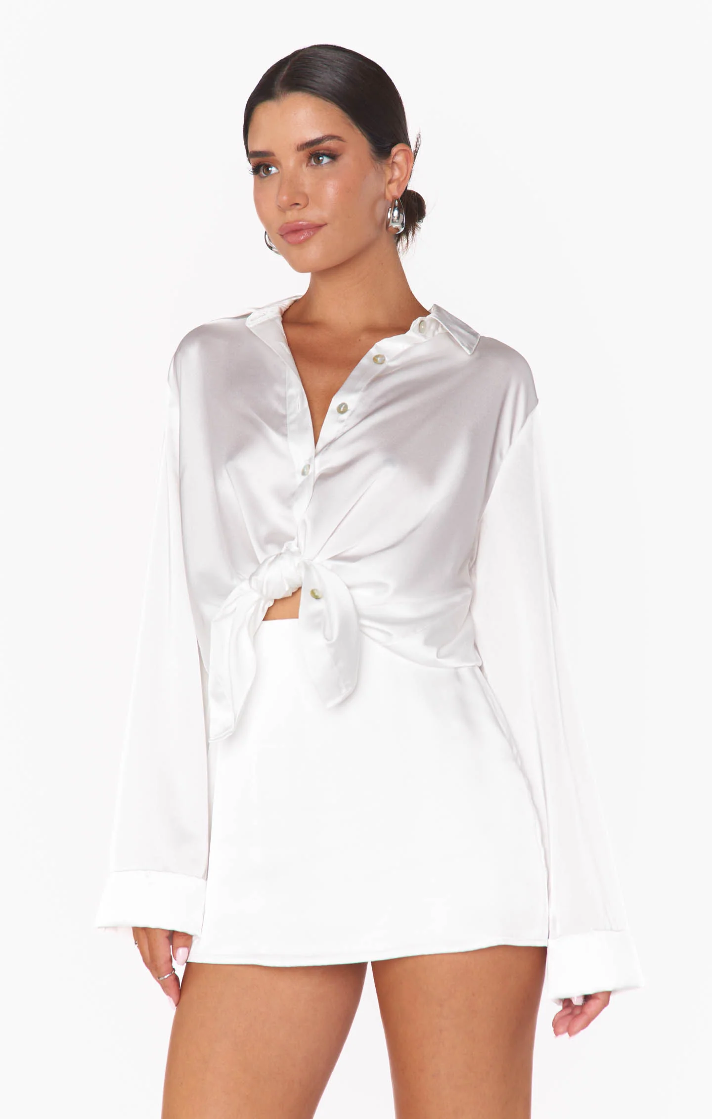 All Night Skort ~ Ivory Luxe Satin - Image 6