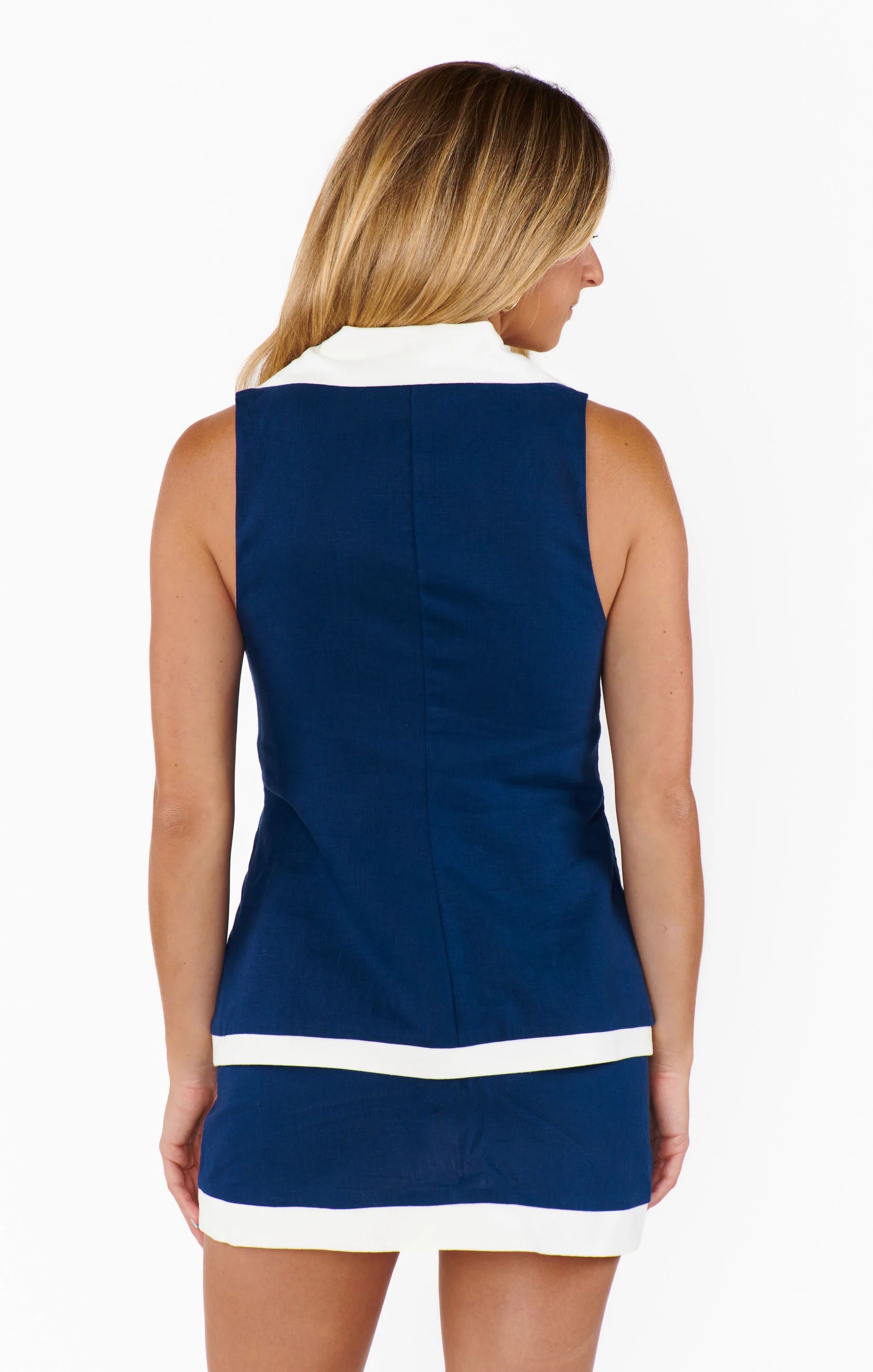 All Night Skort ~ Navy and White Linen - Image 9