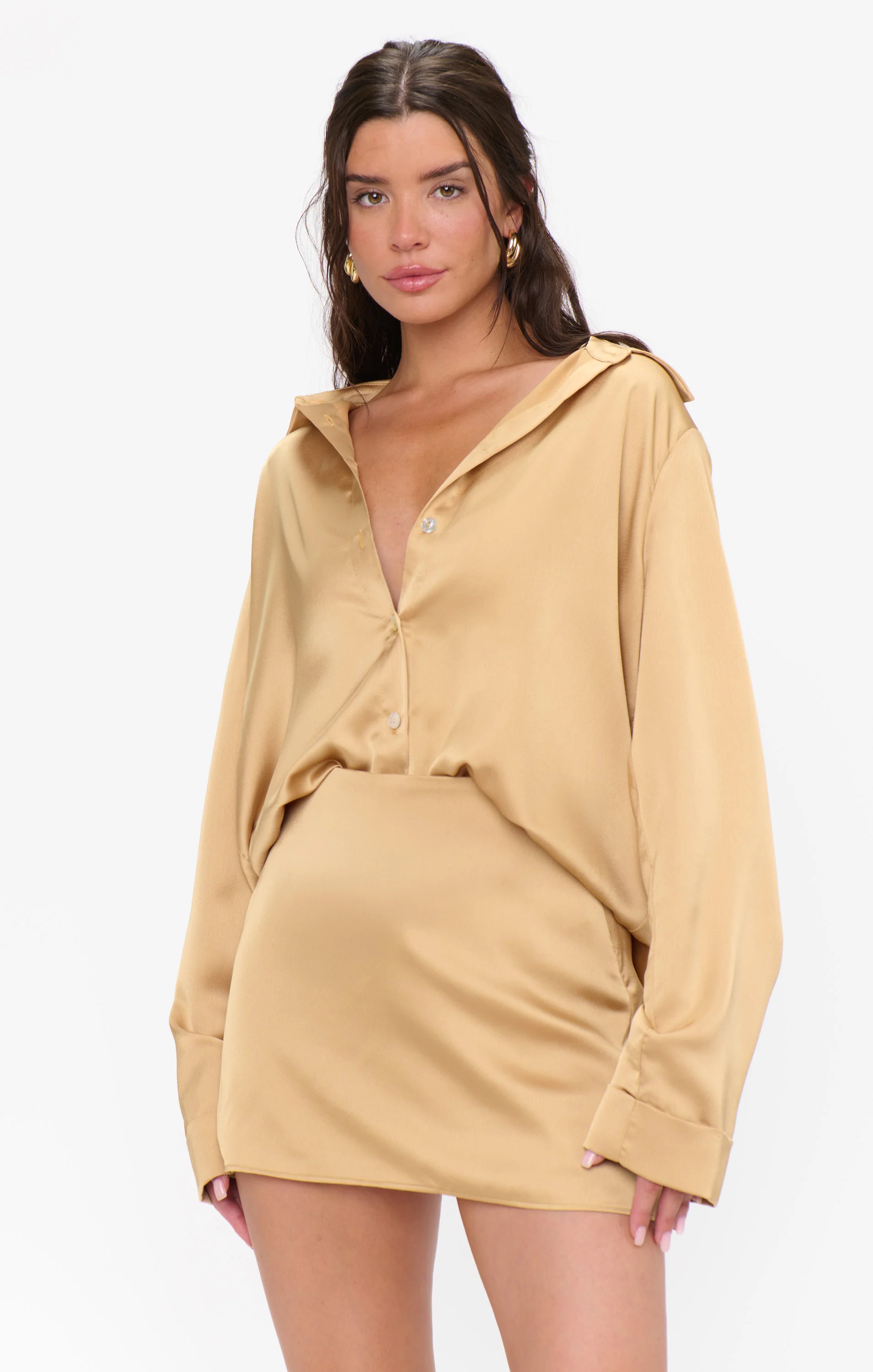 All Night Skort ~ True Gold Luxe Satin - Image 4
