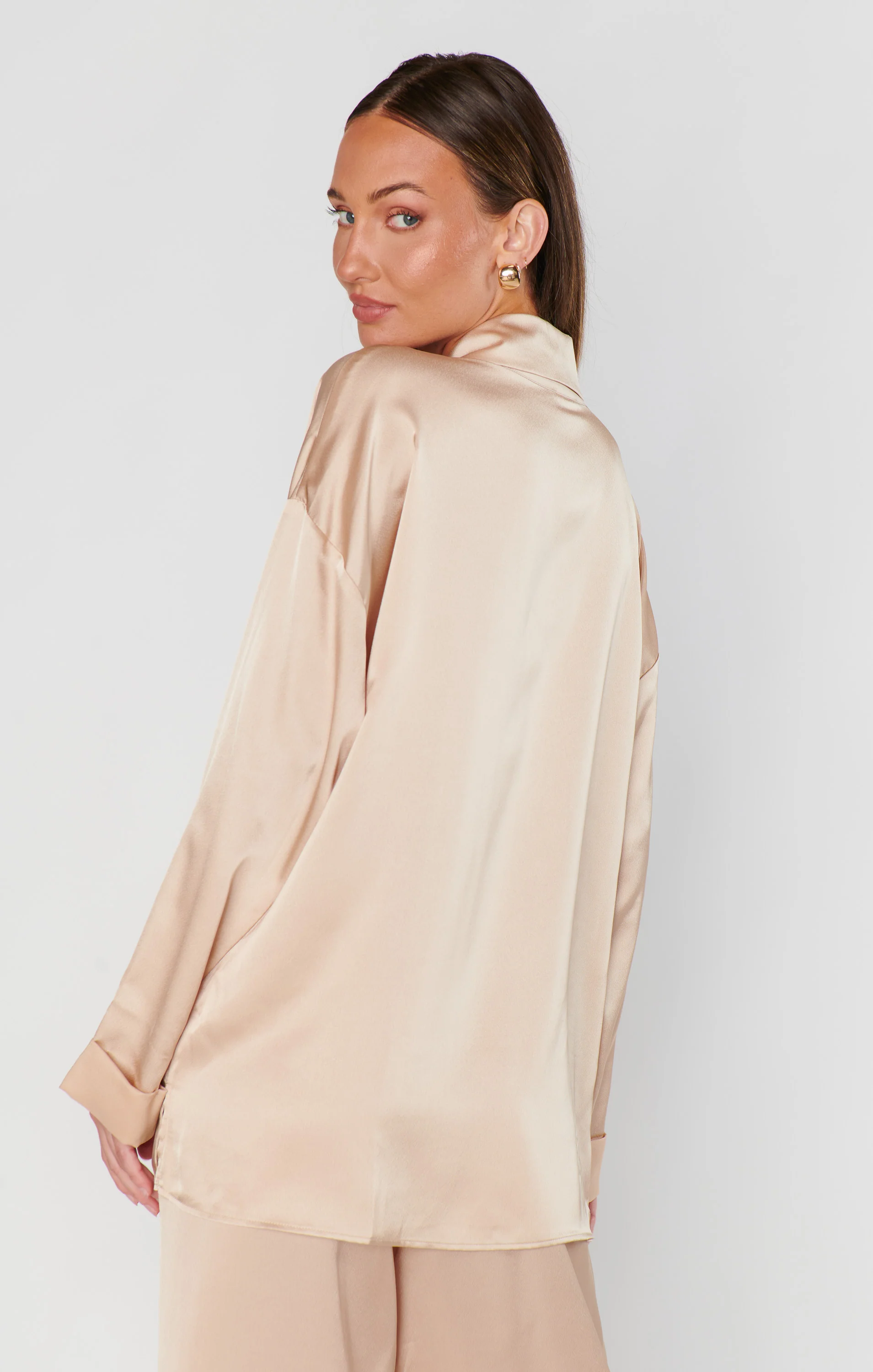 Always and Forever Button Down ~ Champagne Luxe Satin - Image 4