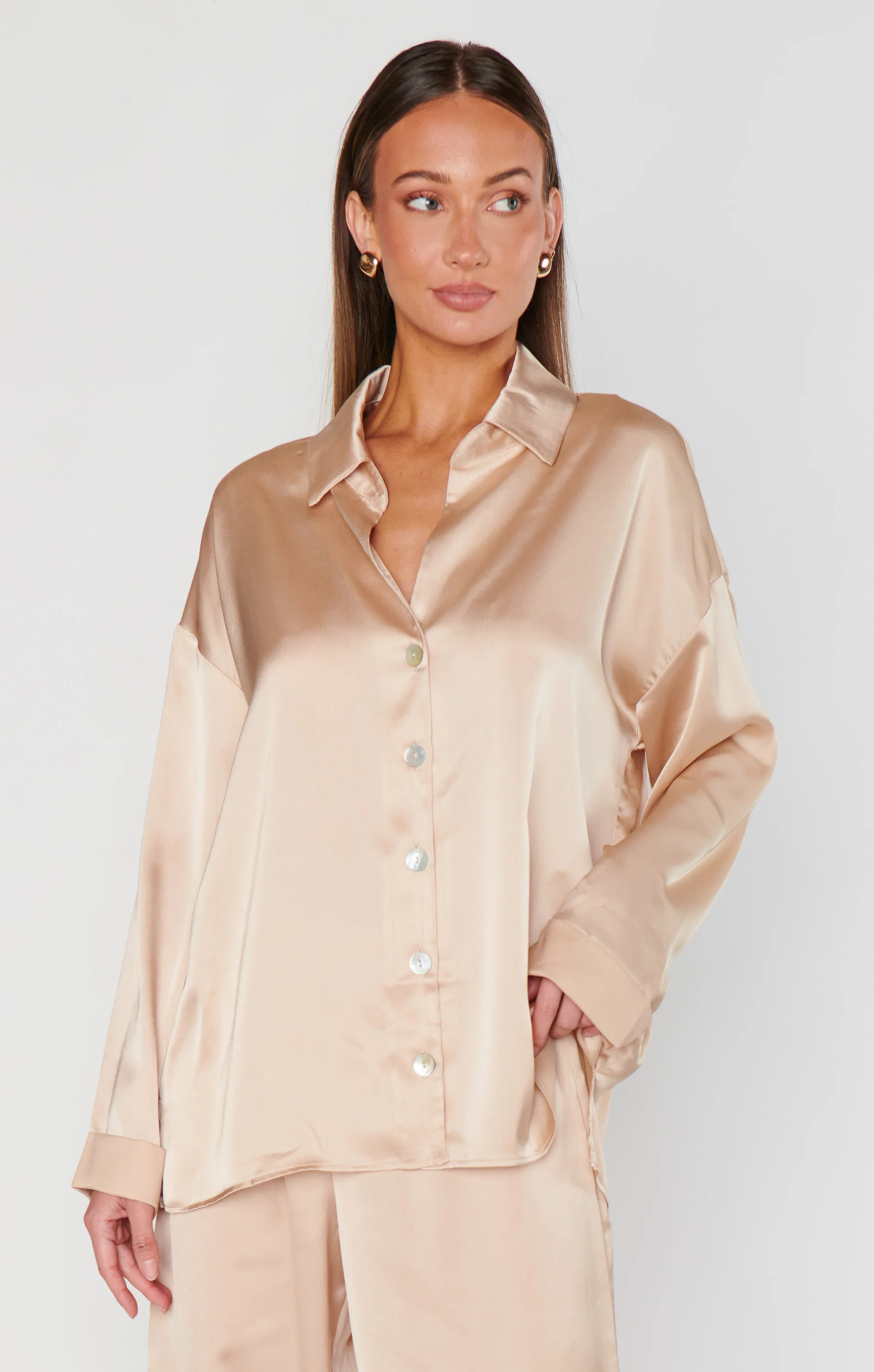Always and Forever Button Down ~ Champagne Luxe Satin - Image 6