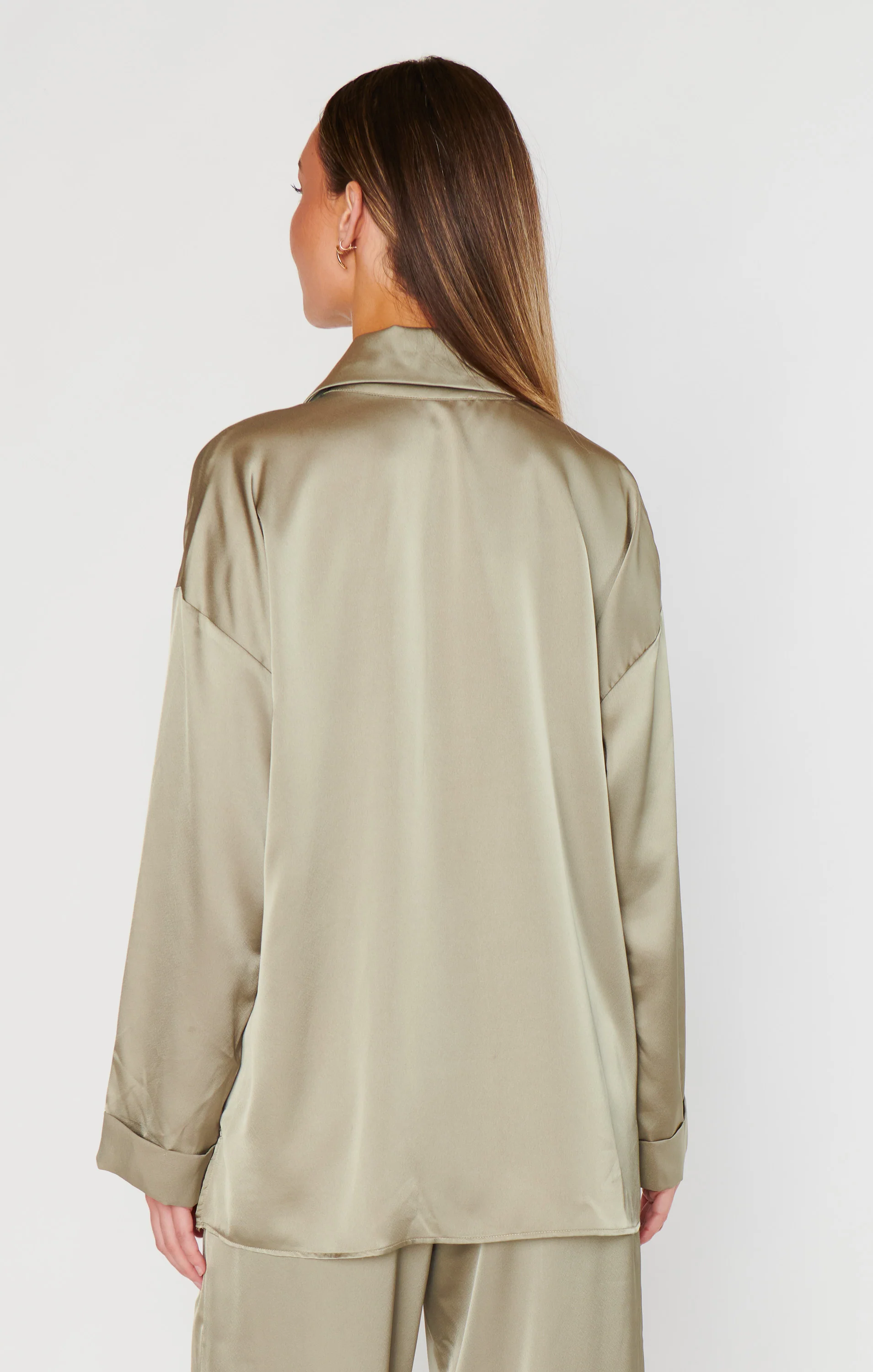 Always and Forever Button Down ~ Moss Green Luxe Satin - Image 5