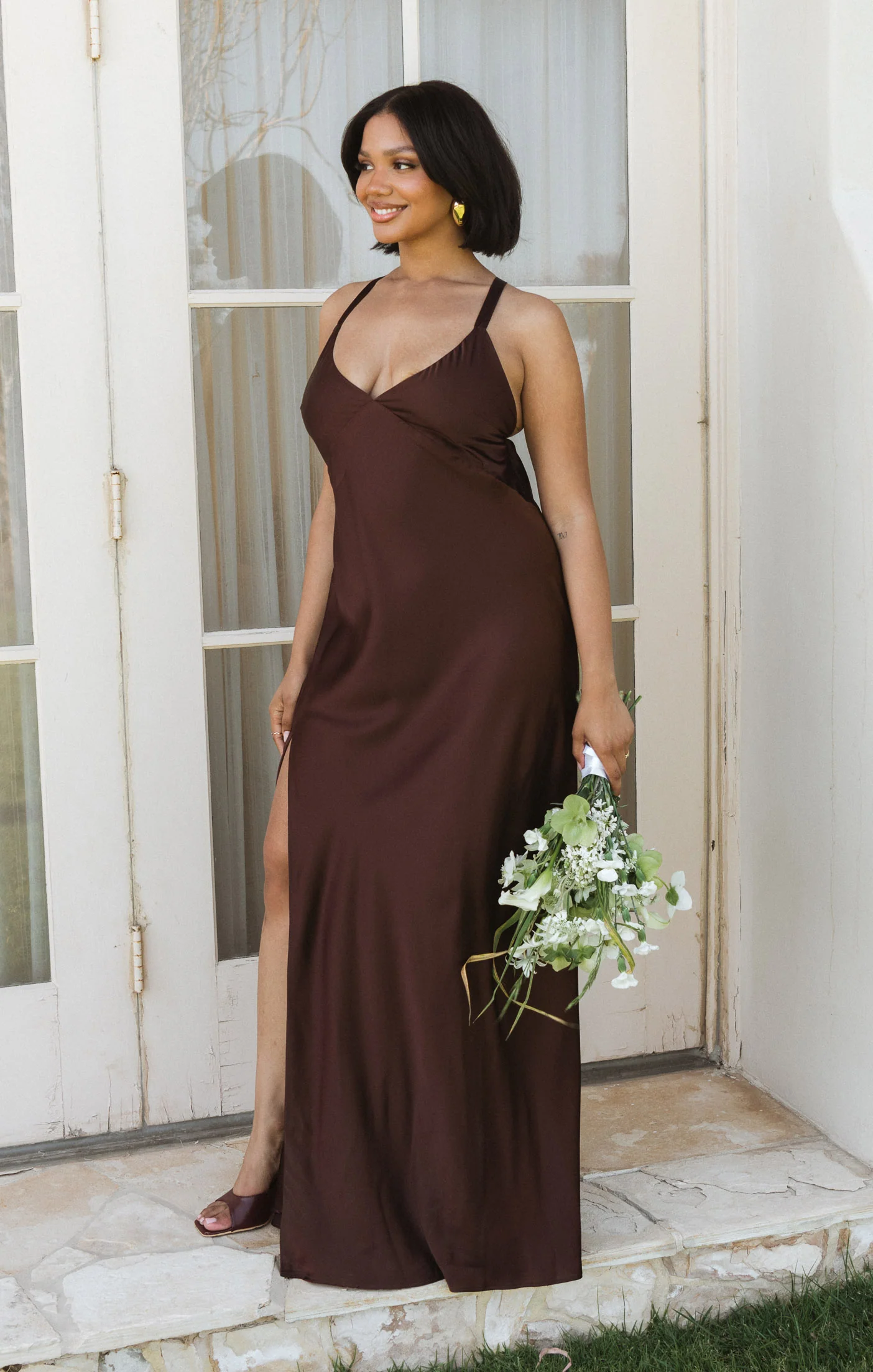 Anderson Maxi Dress ~ Chocolate Luxe Satin - Image 6