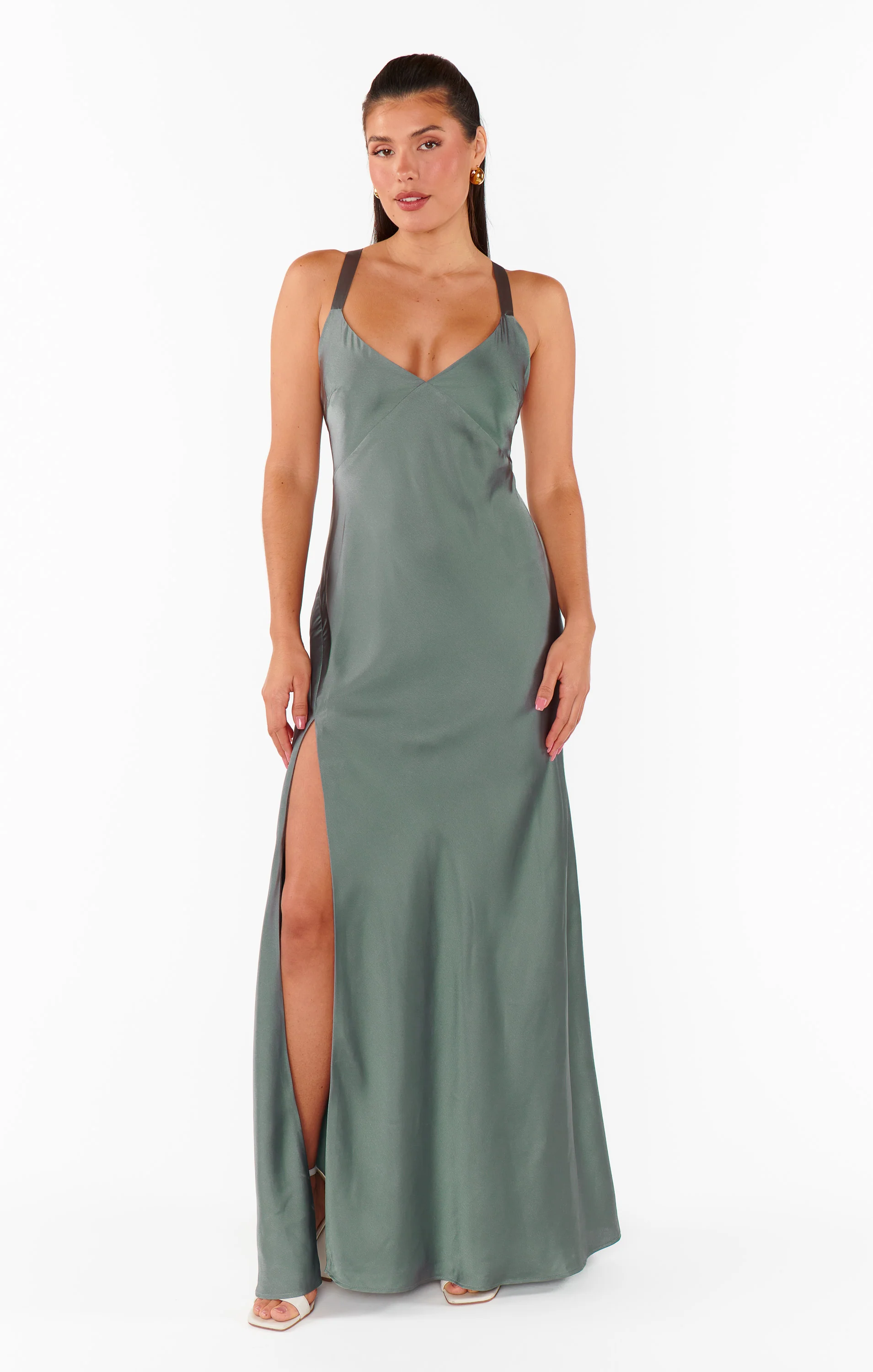 Anderson Maxi Dress ~ Deep Sage Luxe Satin - Image 3