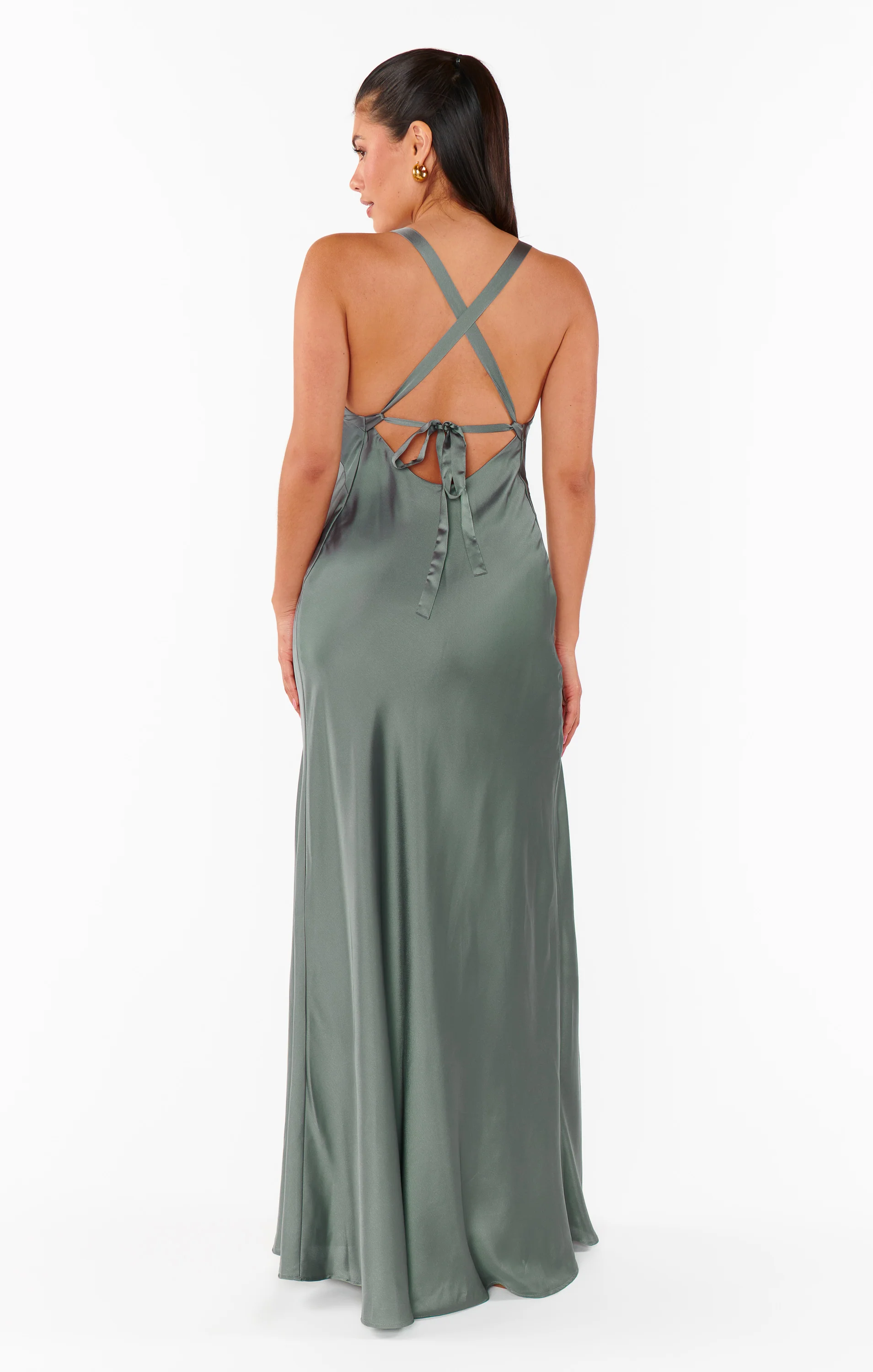 Anderson Maxi Dress ~ Deep Sage Luxe Satin - Image 5
