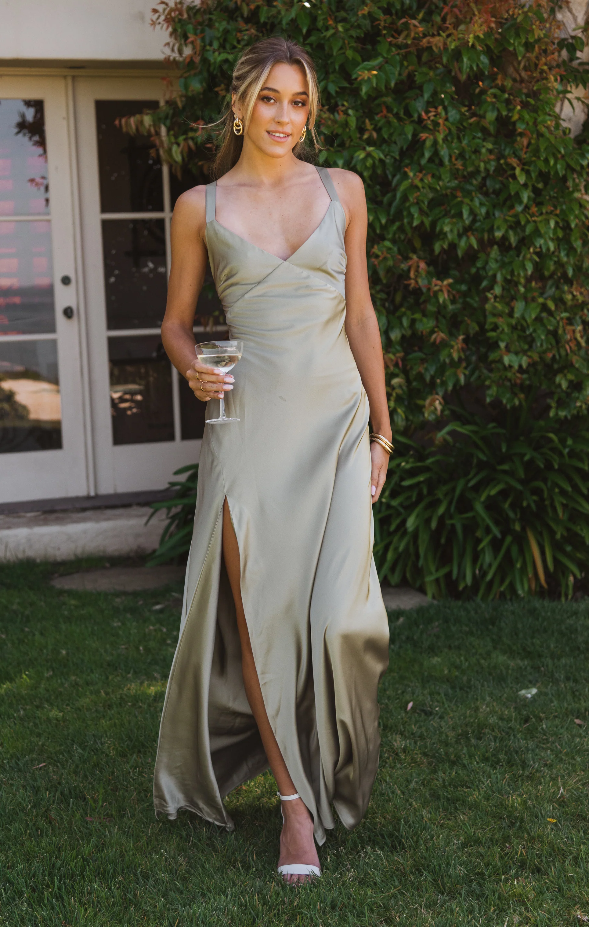 Anderson Maxi Dress ~ Moss Green Luxe Satin - Image 3