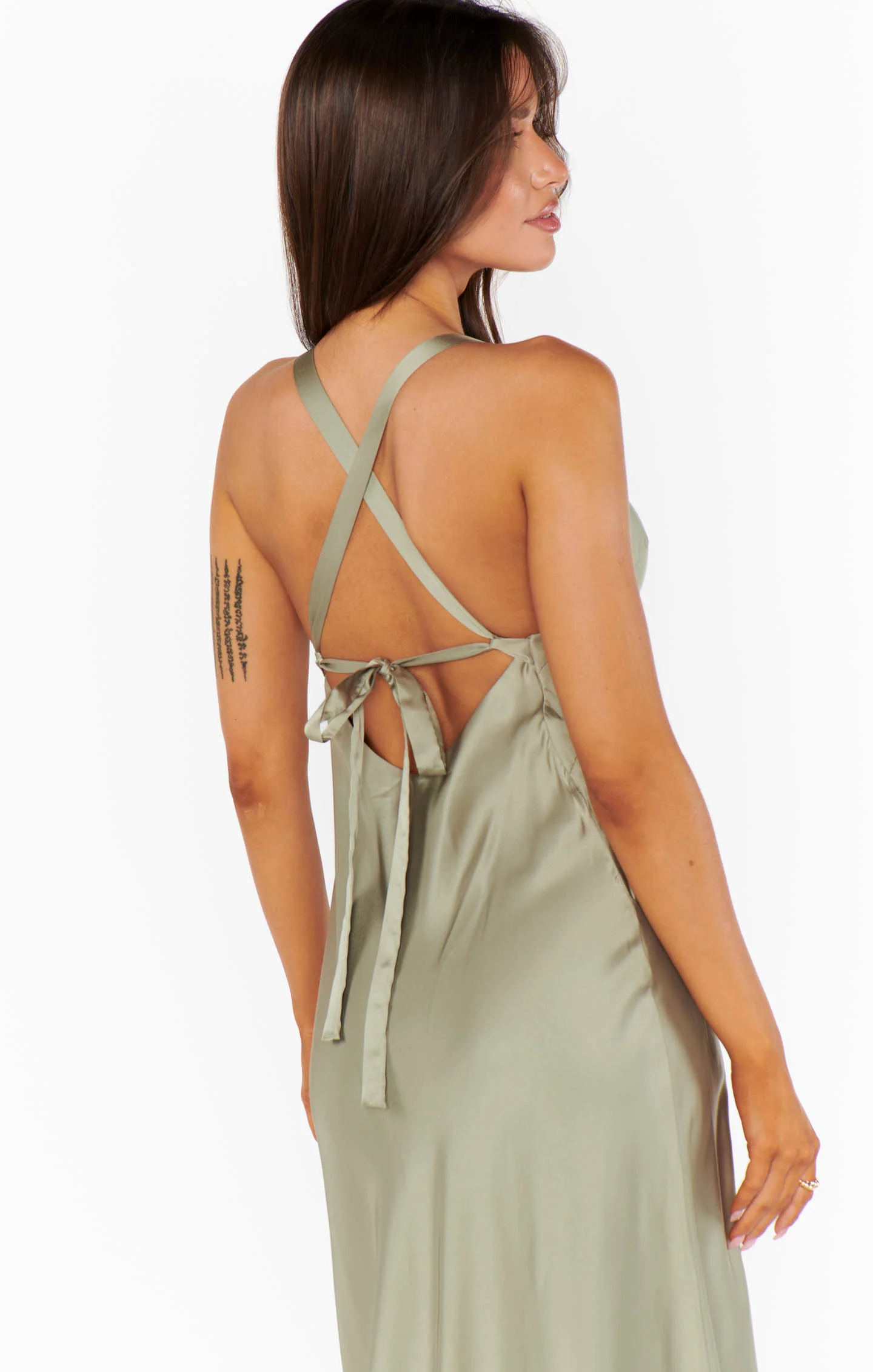 Anderson Maxi Dress ~ Moss Green Luxe Satin - Image 4