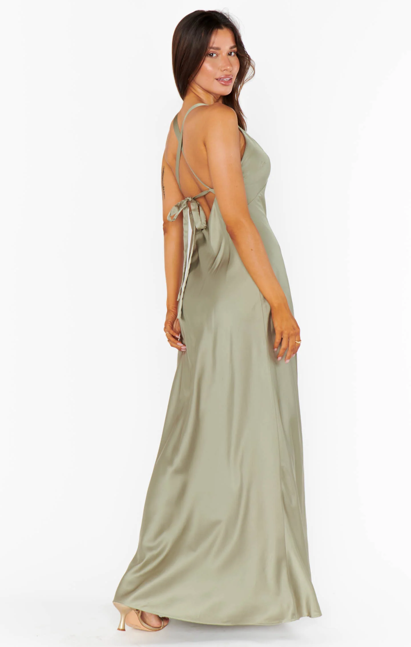 Anderson Maxi Dress ~ Moss Green Luxe Satin - Image 7