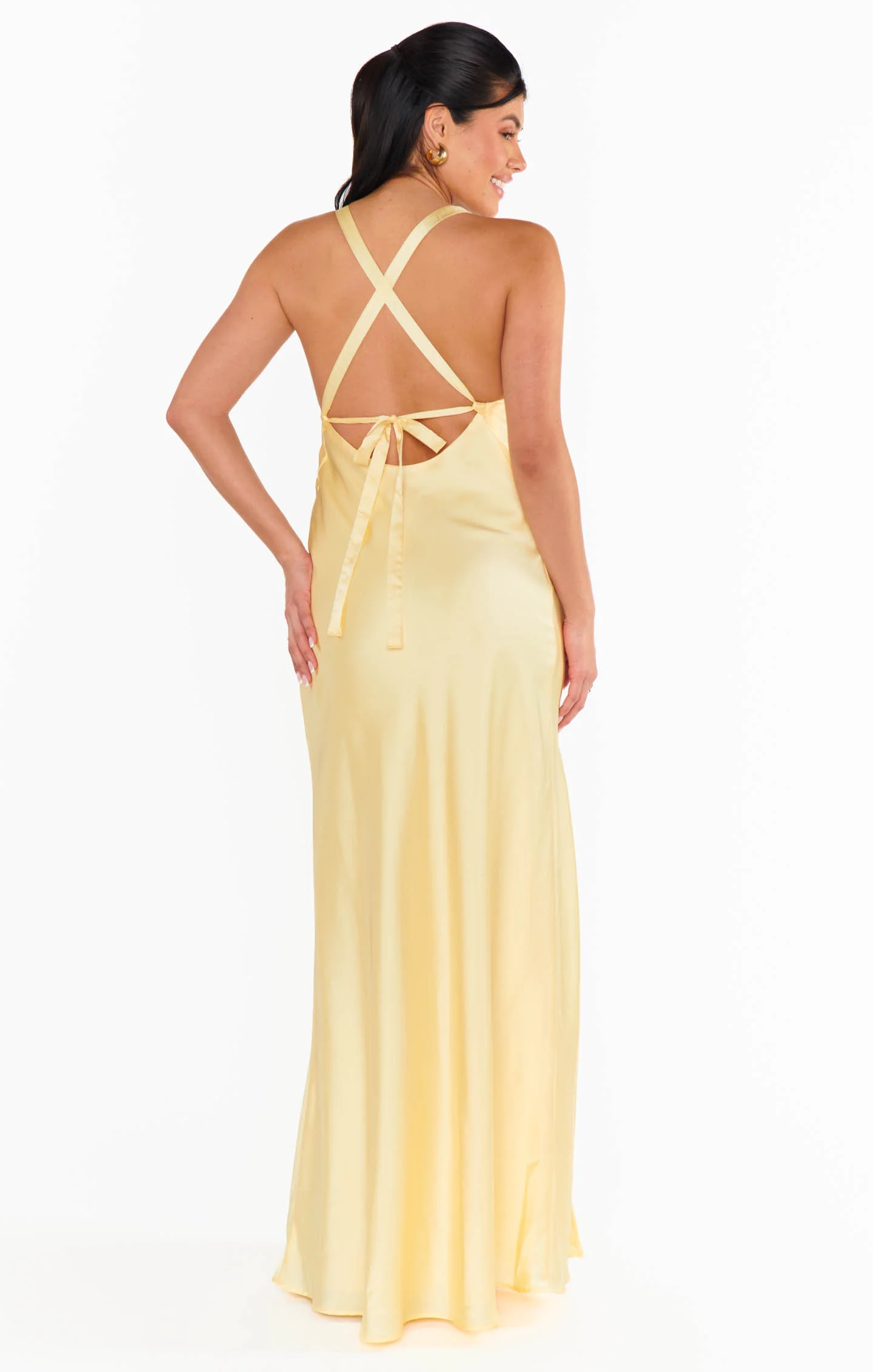 Anderson Maxi Dress ~ Pale Yellow Luxe Satin - Image 2