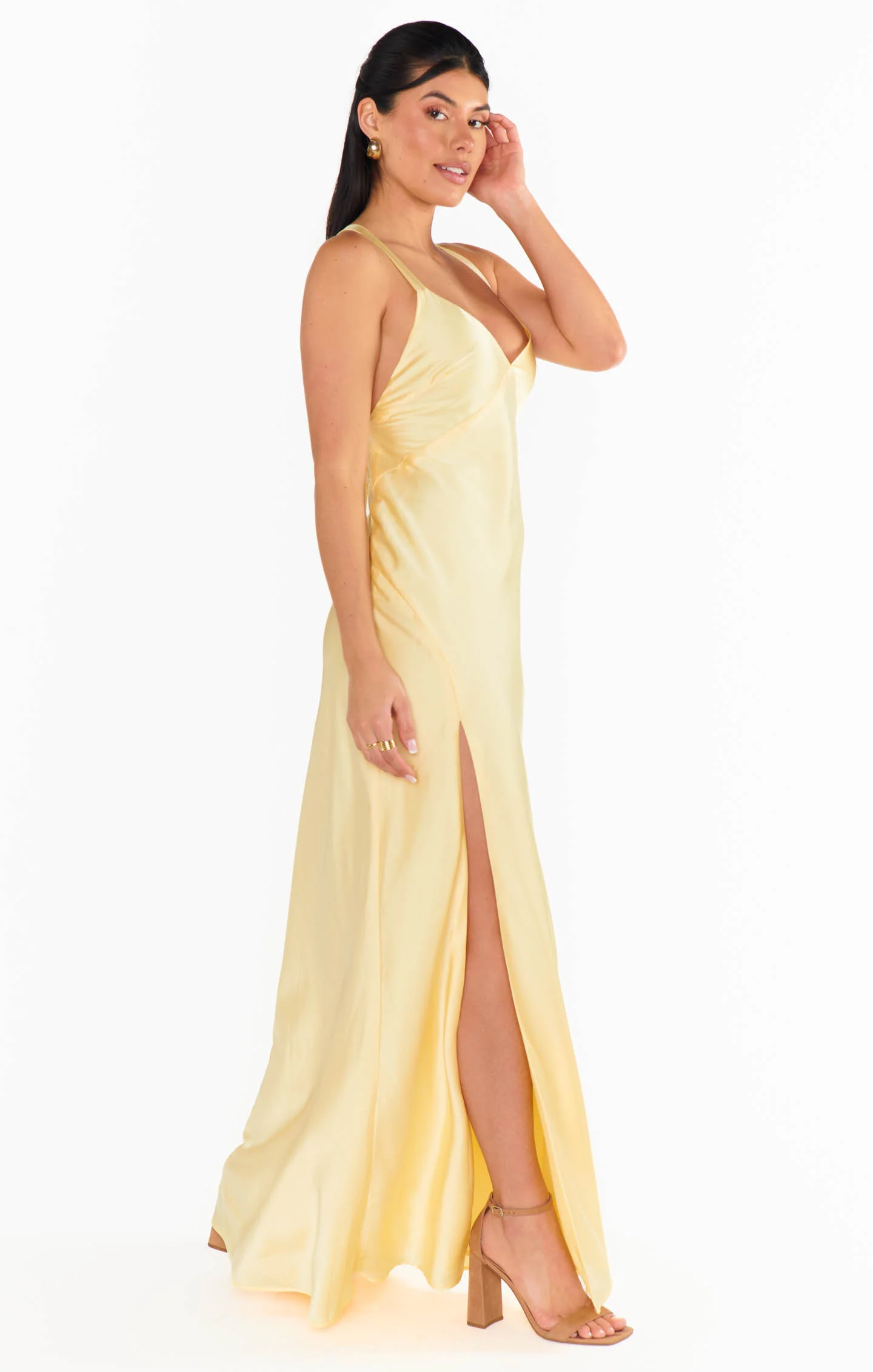 Anderson Maxi Dress ~ Pale Yellow Luxe Satin - Image 8