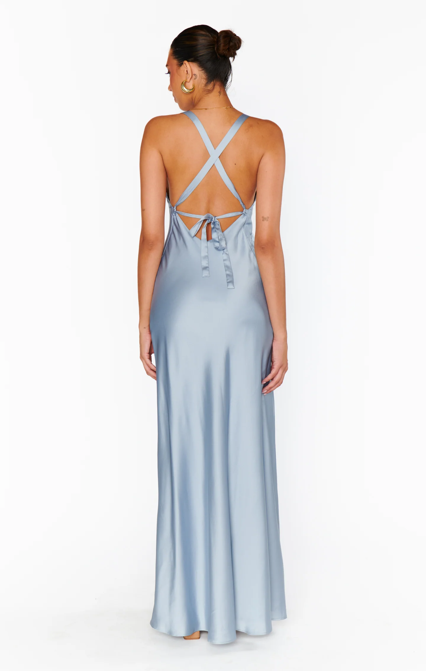 Anderson Maxi Dress ~ Steel Blue Luxe Satin - Image 2