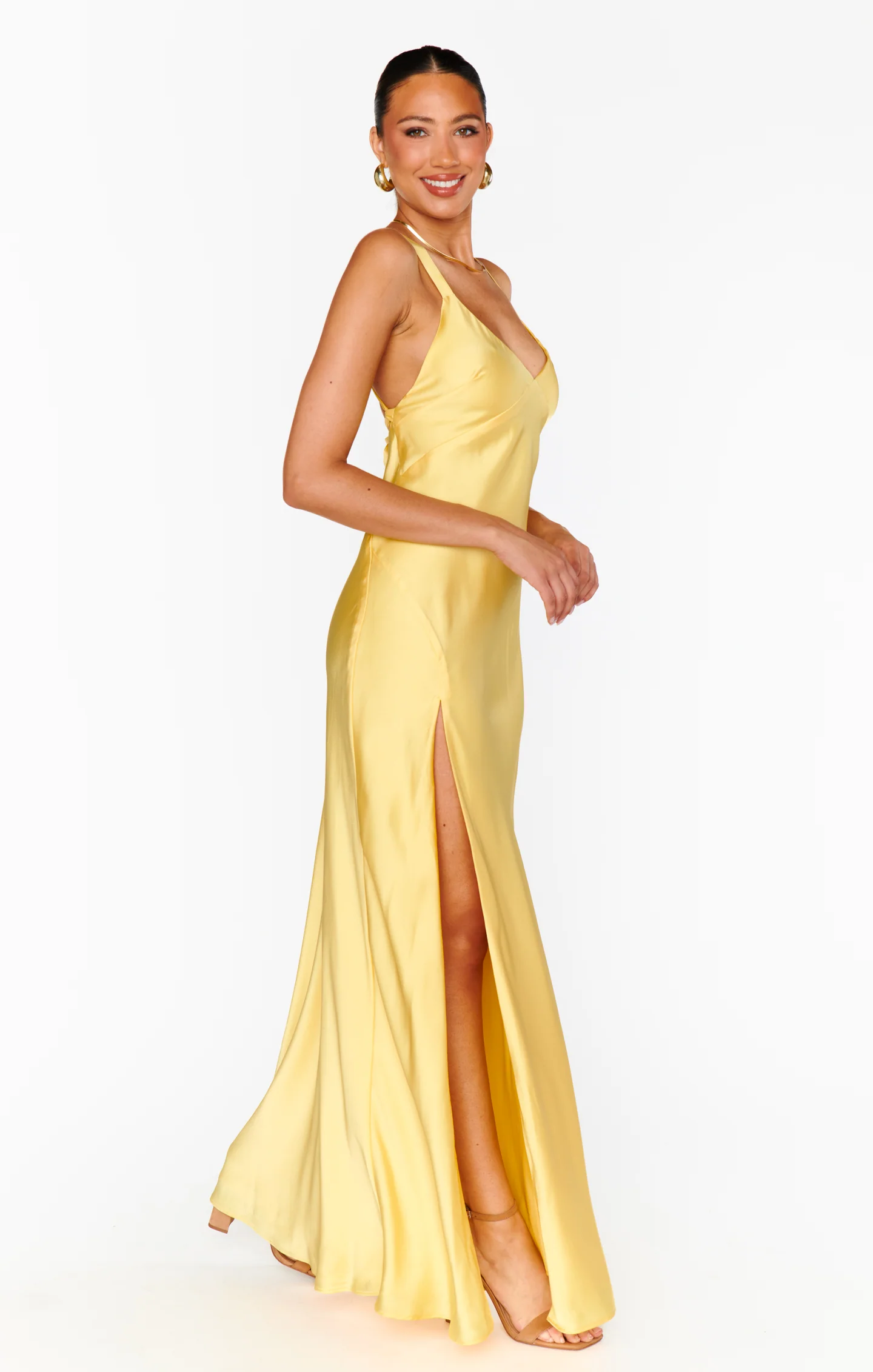 Anderson Maxi Dress ~ Yellow Luxe Satin - Image 6